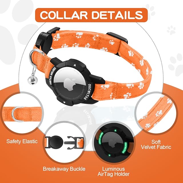 Foto 2 de 6 de Collar de Gato con Luminoso airtag supporto, Chiusura di sicurezza e Fascia Elastica