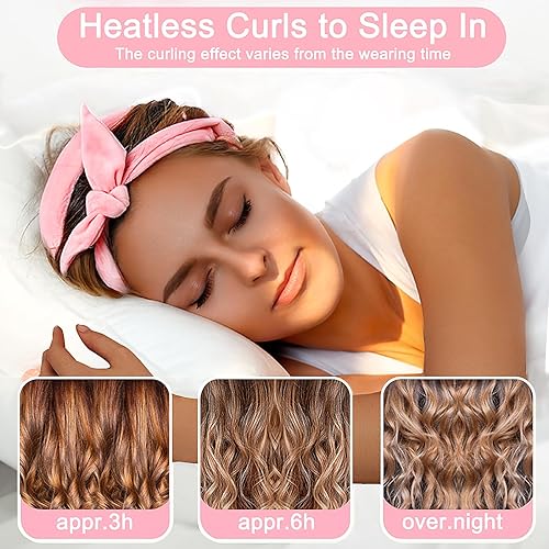 Miniatura 4 de Diadema de varilla rizadora sin calor, mejorada de 60 pulgadas, extra larga, sin calor, rizadores de pelo suaves para dormir en rodillos de pelo,