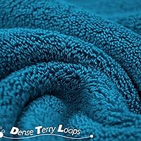 Vista 2 de Cleanbear Toalla de mano de algodón gruesa para baño, paquete de 2 unidades (azul pavo real), 13 x 28 pulgadas