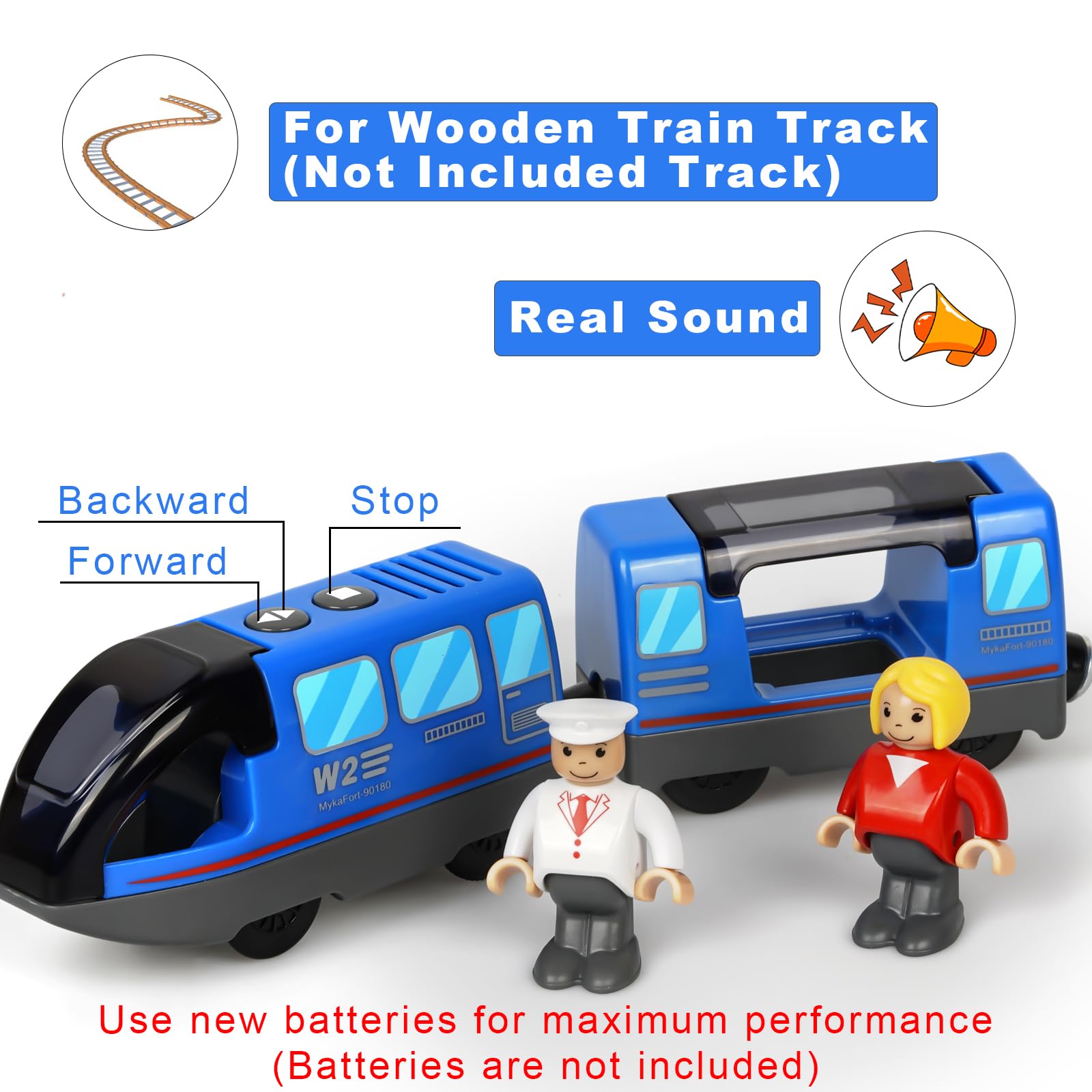 Locomotiva ad Azione a Batteria (Connessione Magnetica), Trenino Elettrico per Bambini Trenino Giocattolo, Potente Set di Proiettili per Motore per Thomas, Brio, Chuggington, Età 3+ Anni, Blu