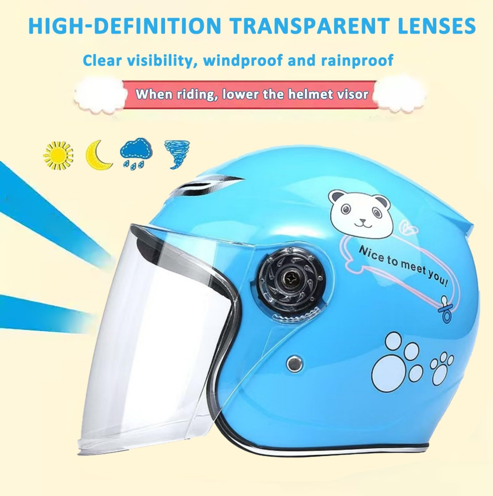 Casco Per Bambini, Casco Da Moto Aperto Con Visiera, Casco Jet Per Scooter, Bicicletta, Skateboard, Omologato ECE 2205, Casco 3/4 Per Bambini Dai 4 Ai 12 Anni