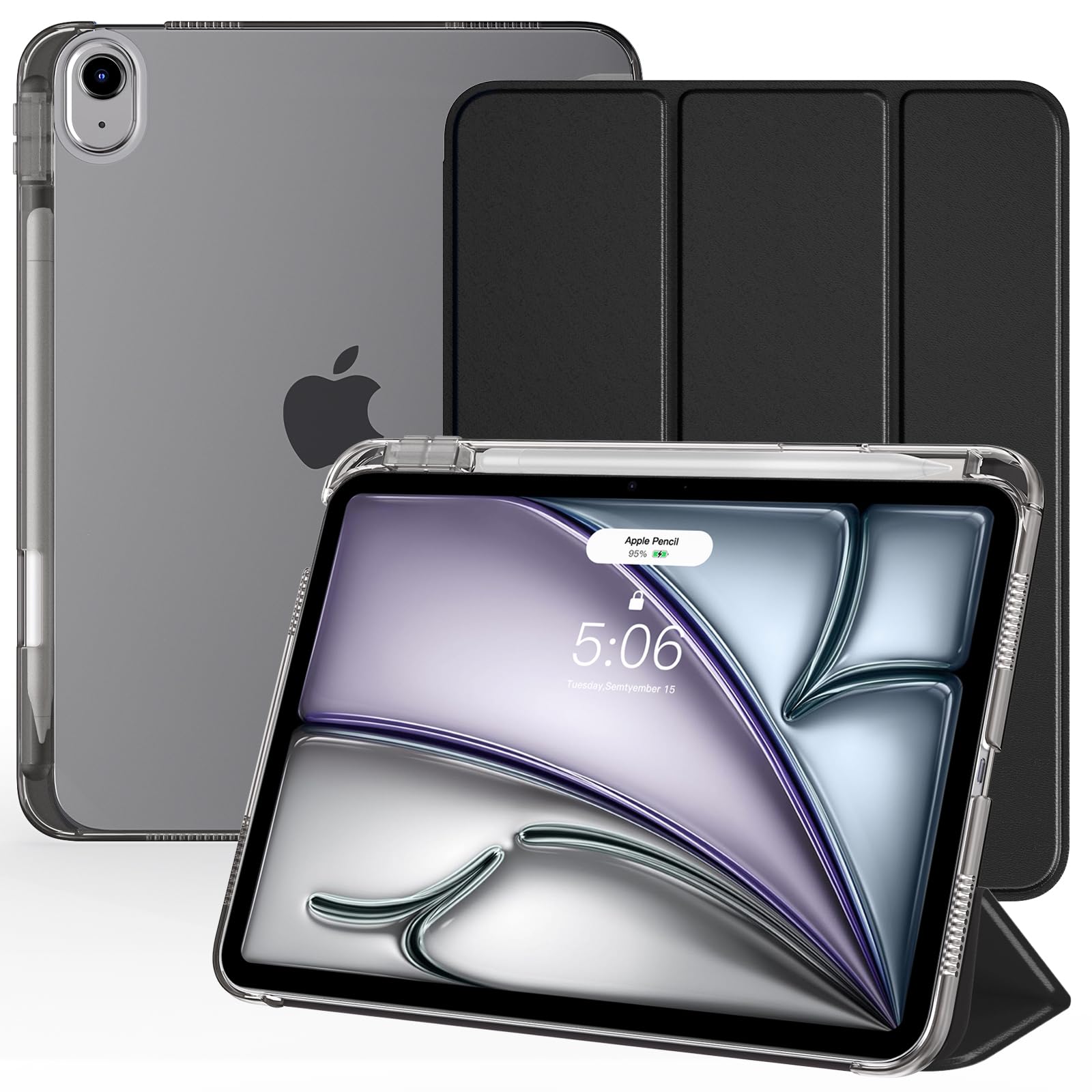 TiMOVO Case for iPad Air 11 Inch M3 2025/M2 2024, iPad Air 5th Generation 2022/4th Gen 2020 10.9 Inch with Pencil Holder, Stand Cover with Translucent