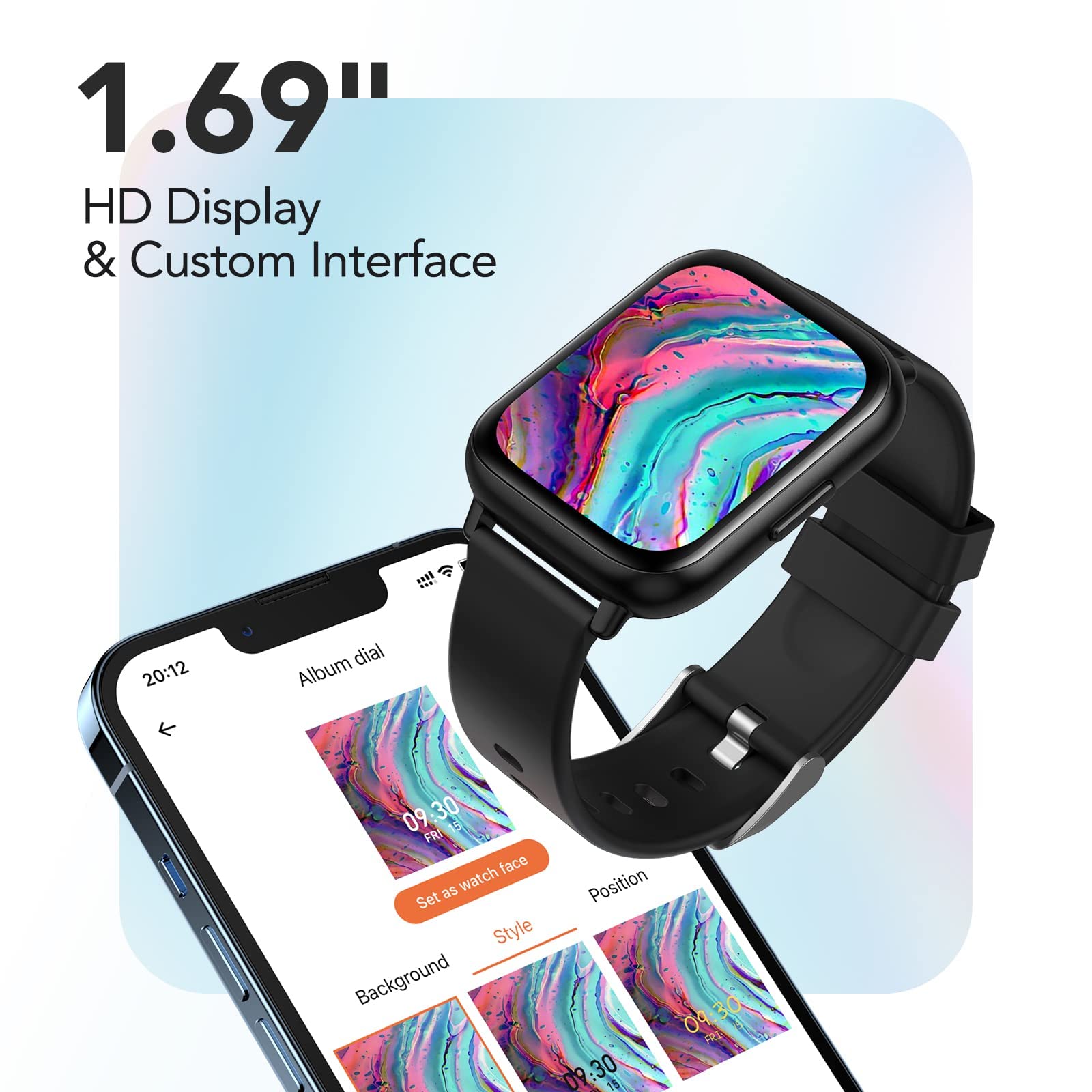 Parsonver Reloj Inteligente Hombre, 1.69" HD Smartwatch Deporte Impermeable IP68 Tracker Fitness con Monitor de Frecuencia Cardíaca Cronómetro Podómetro Calorías Pulsera Inteligente para