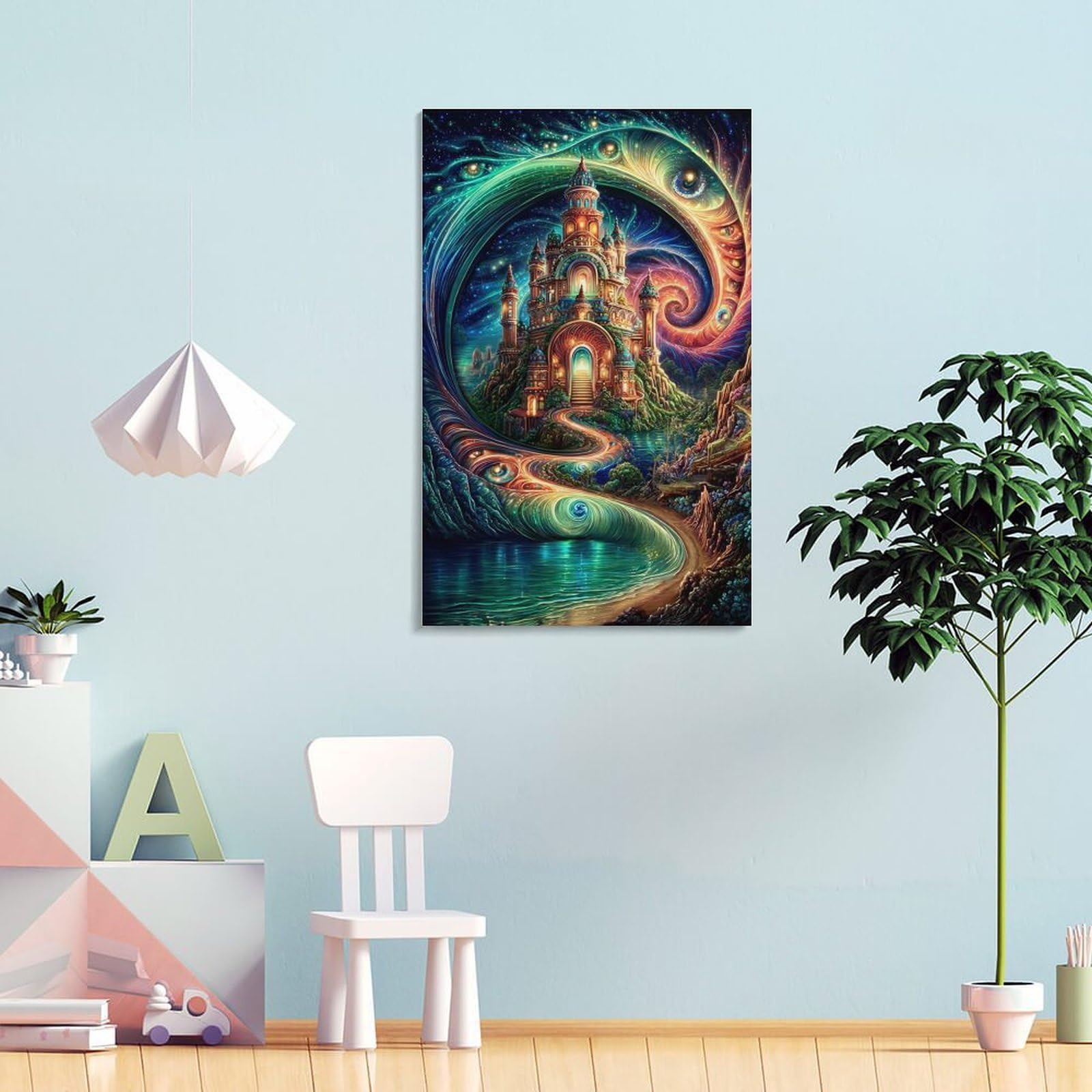 DHBANEIOK Fantasy Burg Portal Wandbild Leinwand Gemälde Wand-Dekorationen Poster Kunstdruck Für Schlafzimmer Wohnzimmer Dekor 24x36inch(60x90cm)