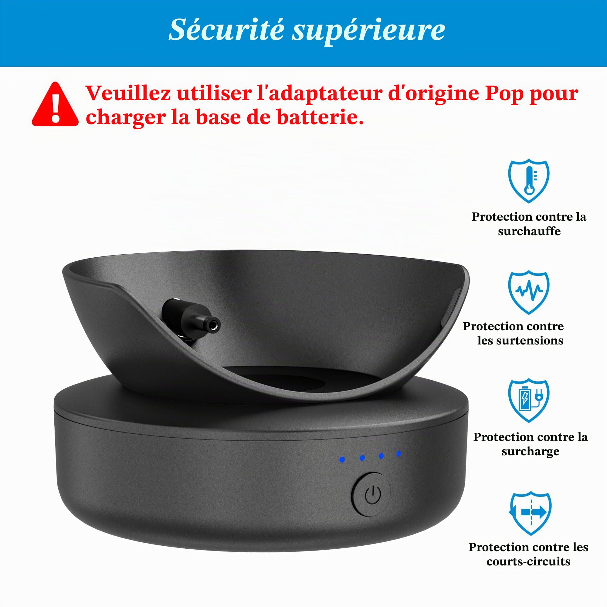PlusAcc Batterie pour POP - Station de batterie portable pour salon, cuisine, chambre à coucher, extérieur - Pour Google Nest POP (sans haut-parleur) - Noir