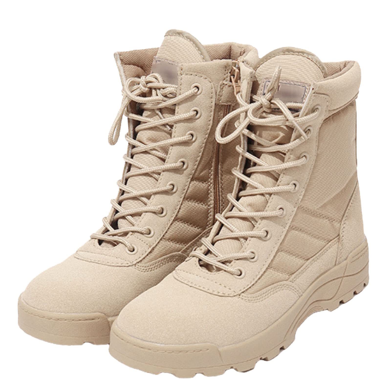 Generisch Botas de combate militar para hombre, con cremallera, resistentes al desgaste, antideslizantes, para exteriores, ligeras, militares, antideslizantes, para camping, trekking, senderismo