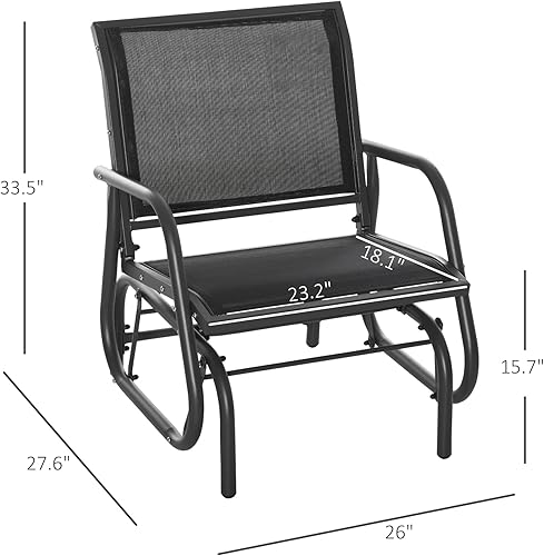 Miniatura 3 de Outsunny Porche Glider, silla de columpio con marco de metal con tela de malla transpirable, marco de acero y reposabrazos curvos para jardín,