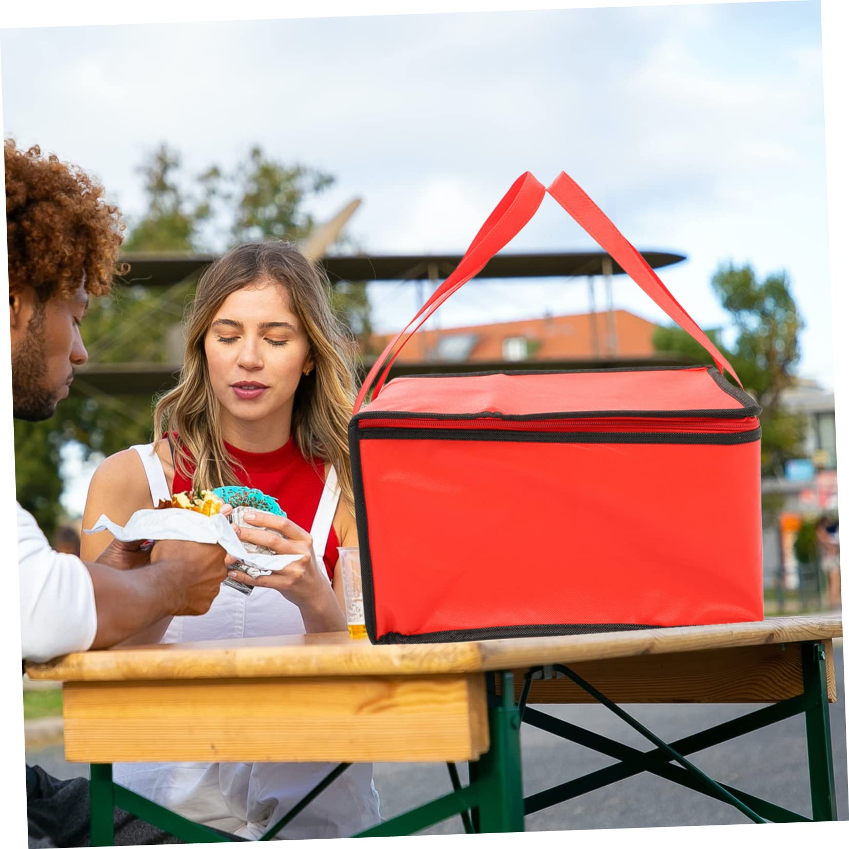 ABOOFAN 4 Pièces Sacs isolants thermique de rangement bagage à main kit voyage picnic de glacière panier repas Manquer d'emballage tissu non tissé rouge