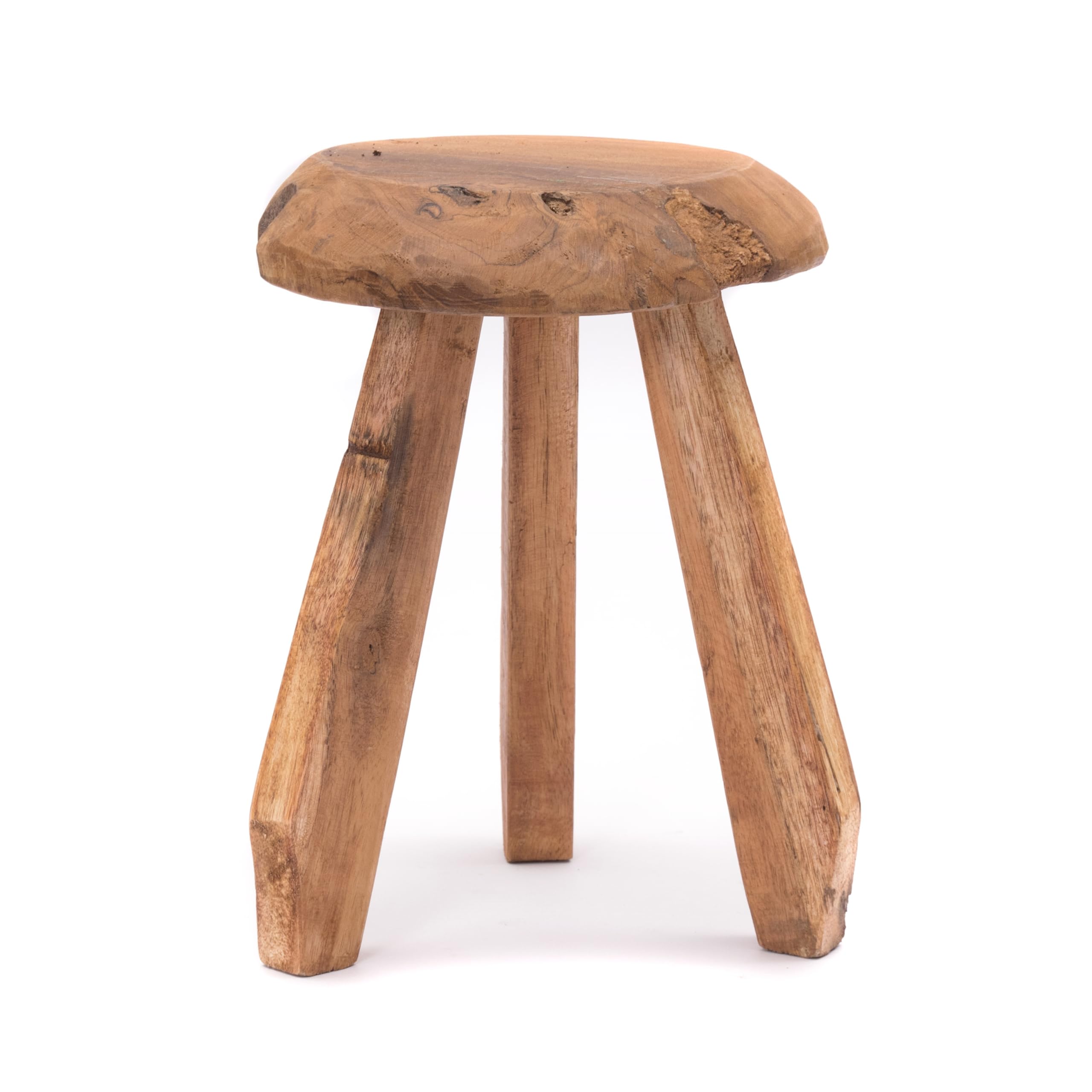 Rustico Sgabello Heidi | Legno di Mogano, 39 cm | Sgabello da mungitura in Legno, Sgabello per Fiori, Sgabello in Legno Naturale, Sgabello Laterale Rotondo
