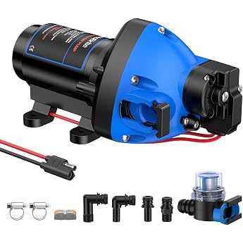 Membrane Pump 12 V Water Pump 3.3 GPM 50 PSI Water Pump Motorhome Self-priming with Automatic Pressure Switch for Motorhome Yacht Snack Truck Camper Marine