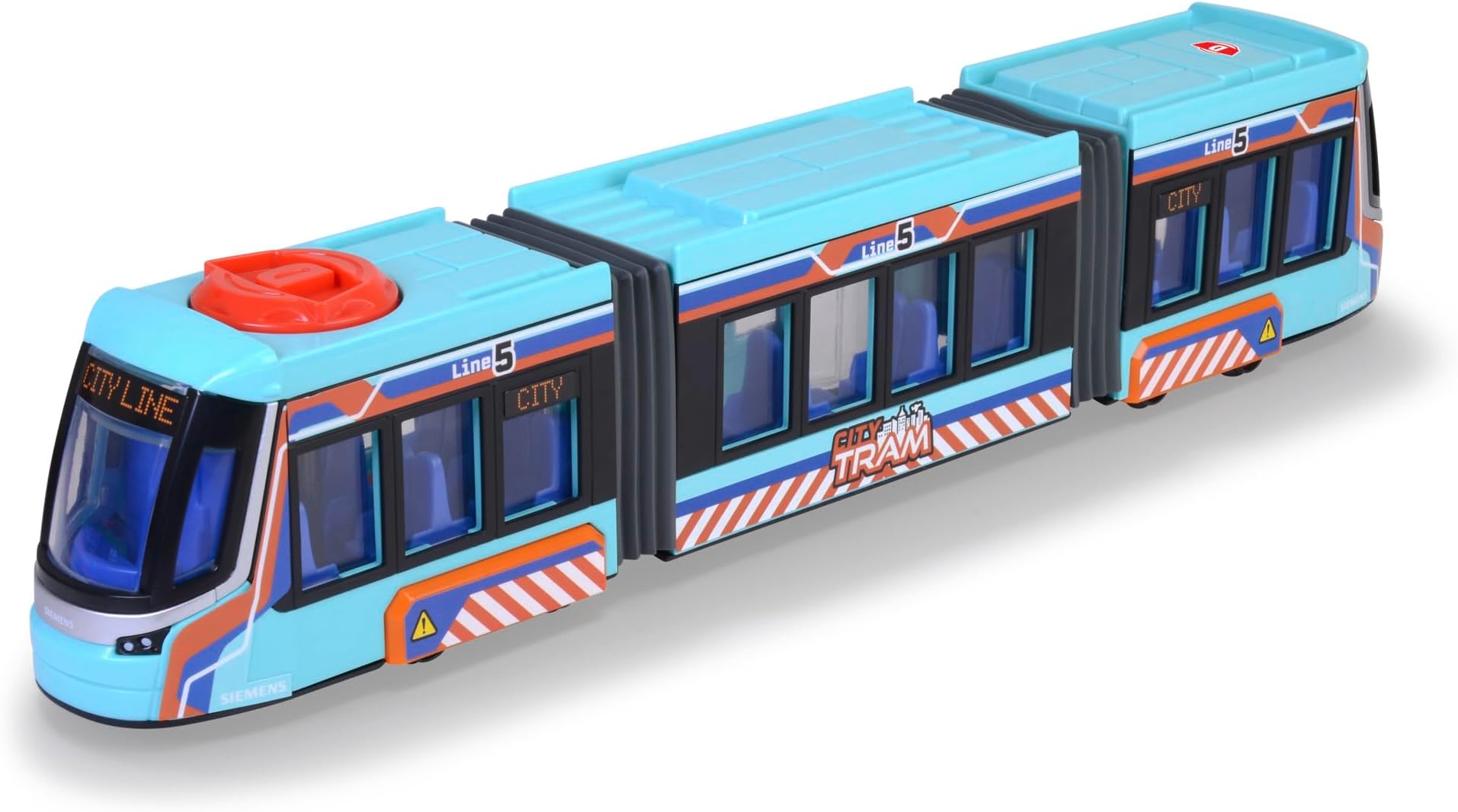 City Tram Toy Vehicle (41.5 cm) – Large Toy with Wheels, for Children Aged 3 and Above, Model with Rotating Wheels, Steering Function and Opening Doors