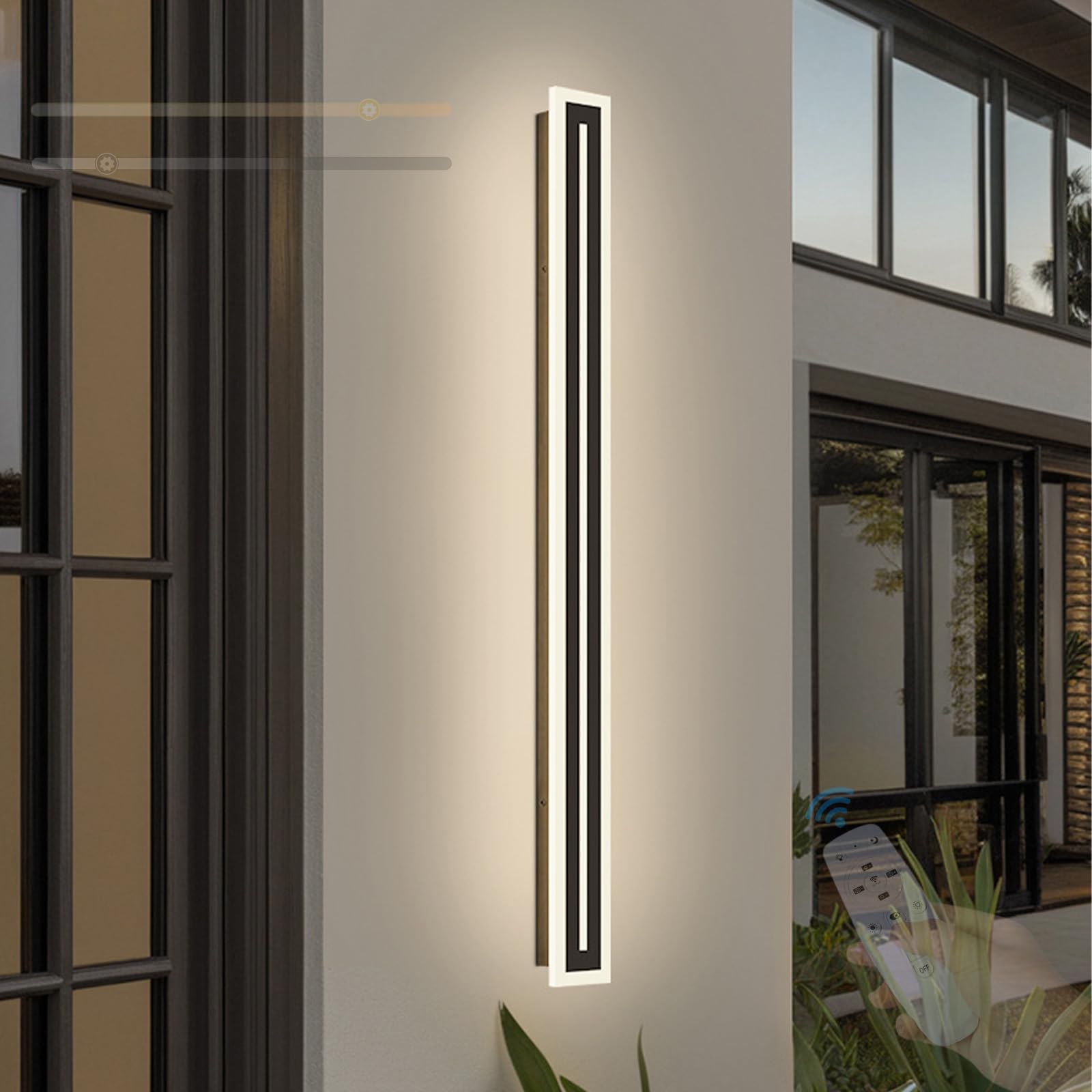 Applique murale LED extérieure 170cm noire dimmable avec télécommande étanche IP65 pour villa - 8