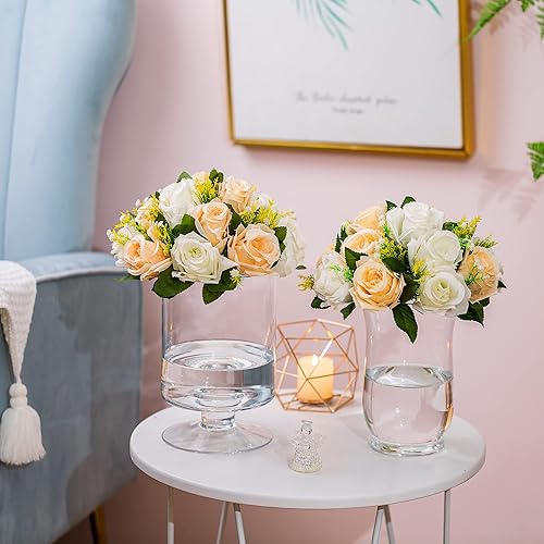 Miniatura 4 de 10 jarrones plateados para centros de mesa, soporte de arreglo floral de cristal de 13.8 pulgadas, centros de mesa de boda para mesas, soportes de