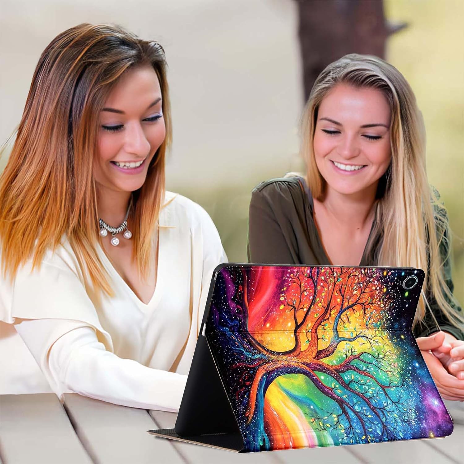 for iPad Air 3 10.5" 2019/iPad Pro 10.5 2017 Case,PU Leather Cover with Auto Wake/Sleep,Multi-Angle Viewing Adjustable Stand.Colorful Tree of Life