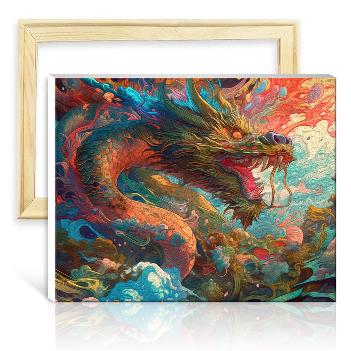 TANGFEIY Digital Painting Kits Chinese Dragon DIY Digital Oil Painting Adults Acrylic Number with Paintbrushes for Home Wall Decor Painting DIY Frame(40x50cm)