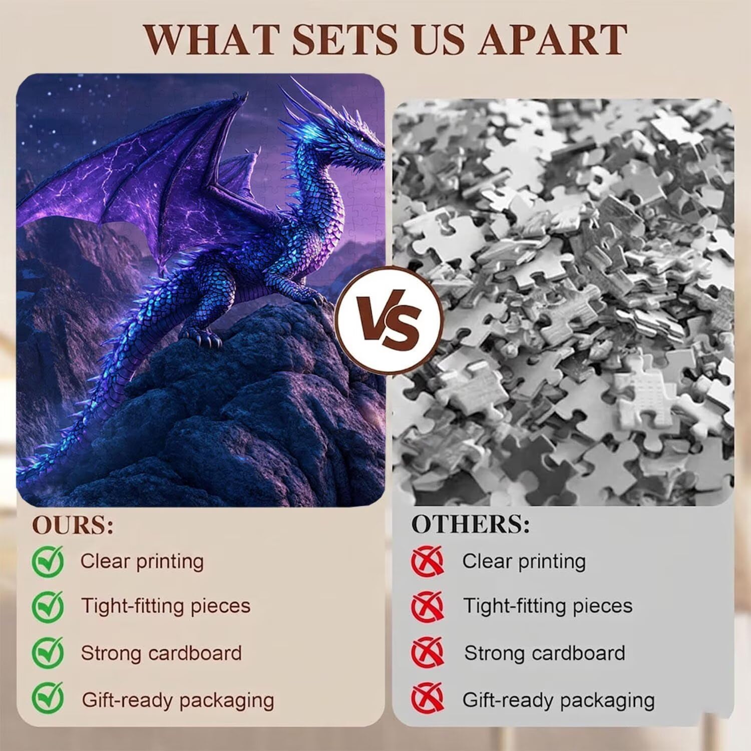 drago sogno Puzzle 1500 Pezzi per Adulti, Puzzle in Legno - Collezione Classica con Poster Incluso - Sfida di Concentrazione e Passatempo Antistress, Gioco Educativo per Famiglia, 87 x 57 cm f0-634