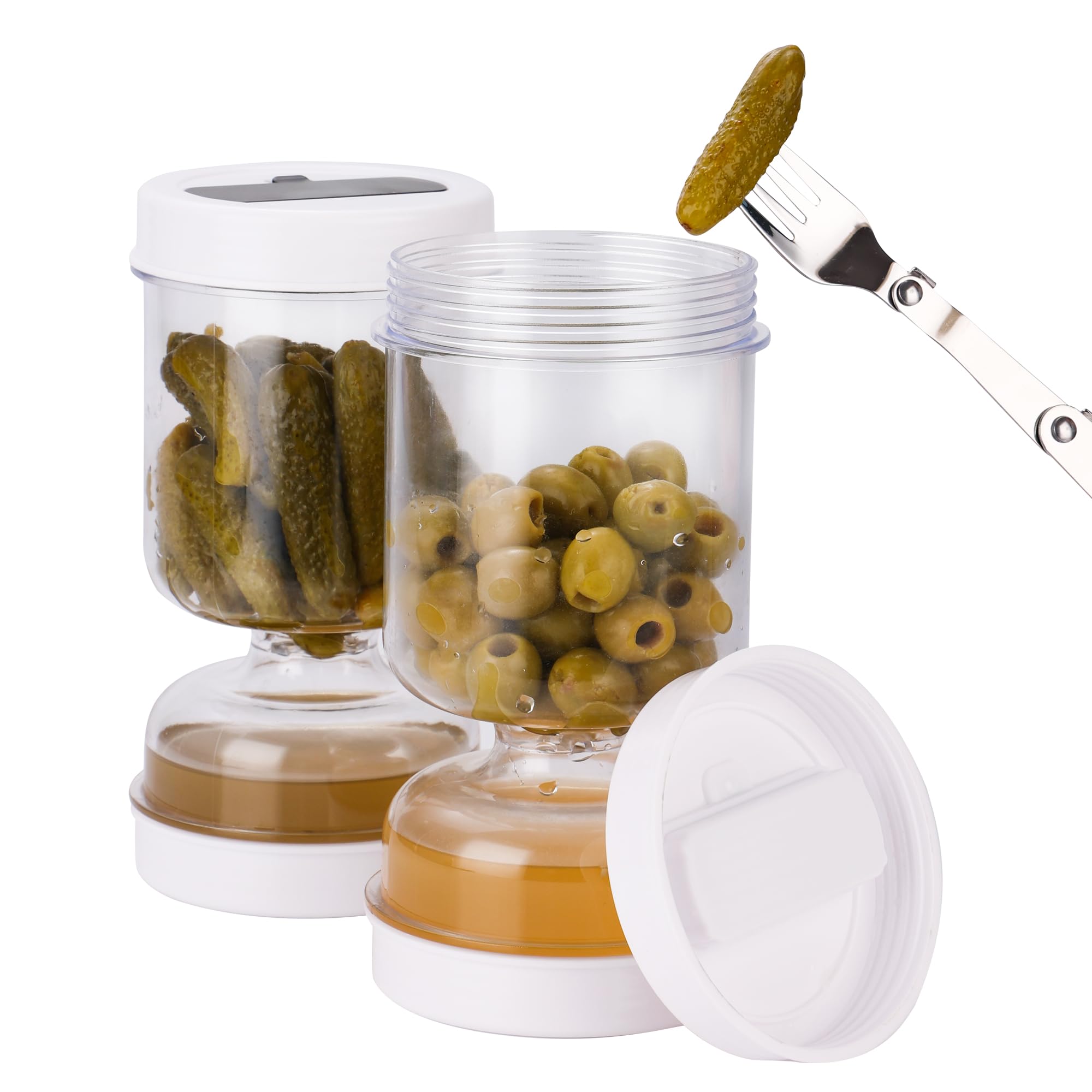 Buy New Upgrade Pickle and Olive Hourglass Jar with Strainer Flip Olive