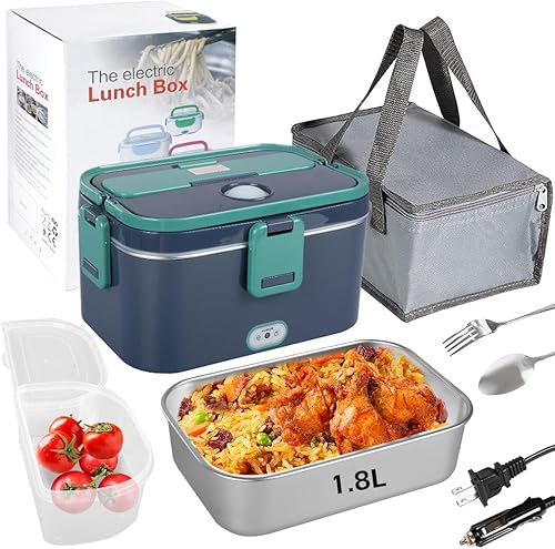 Miniatura 2 de PHIWILLS Fiambrera eléctrica de 1.5 L y 1.8 L, calentador de alimentos de 80 W para adultos, calentador de almuerzo portátil 3 en 1, lonchera