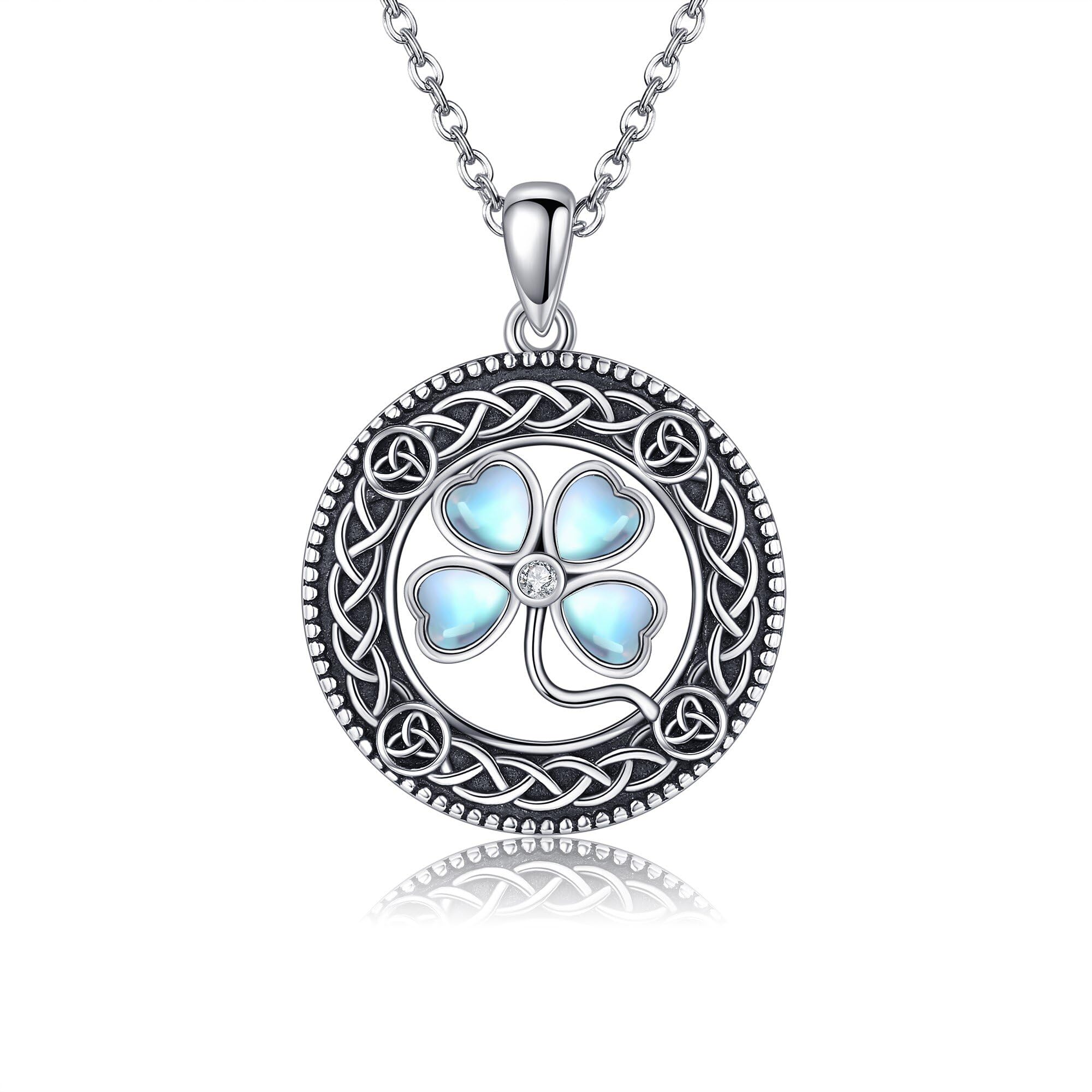 CUPENDA Lotus Necklace Sterling Silver Lotus/Four Leaf Clover/Forget Me Not Flower Pendant Flower Jewelry for Women