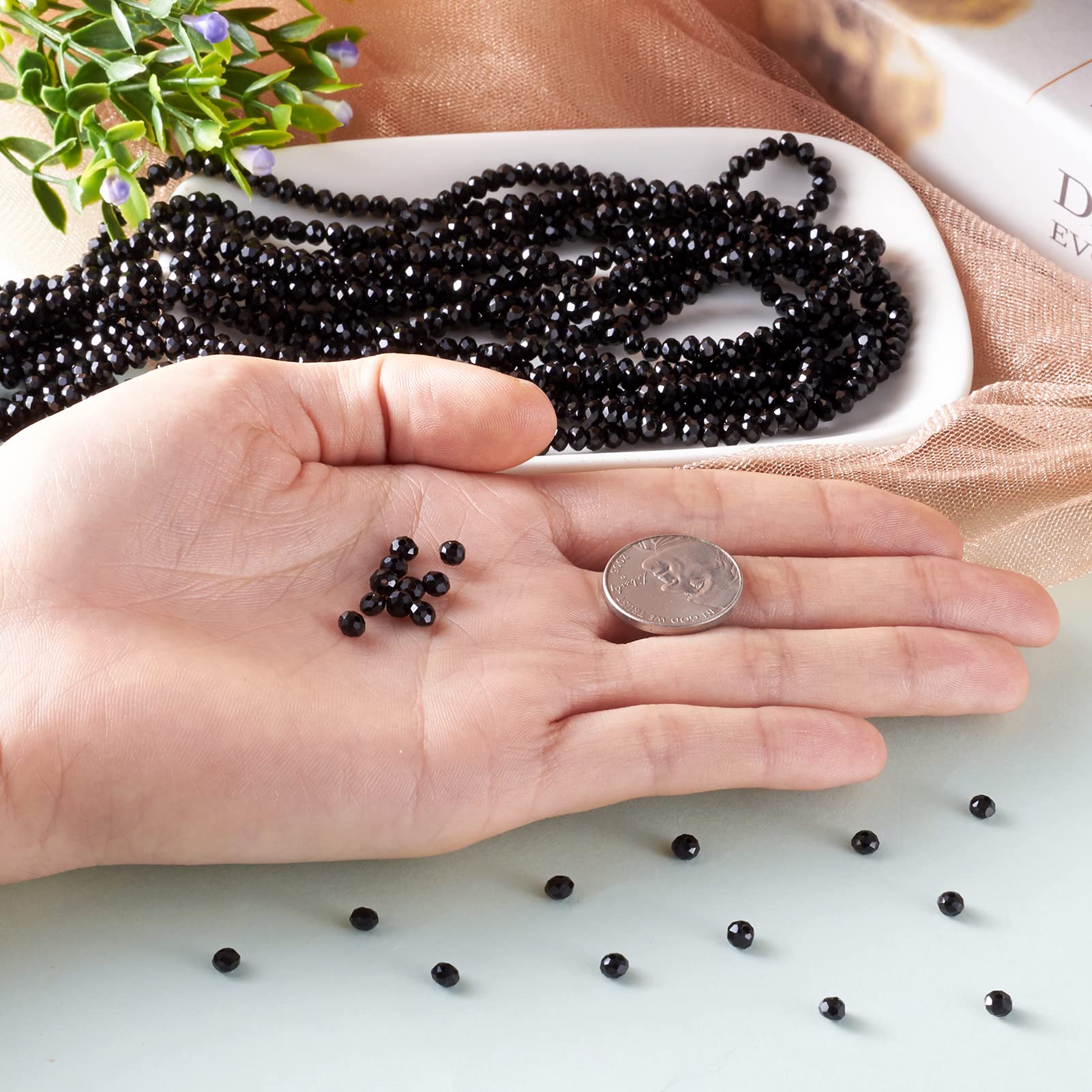Bestewelry 4 fili di Perline di Vetro Sfaccettato, 10 mm, Cristallo ceco, Perline sfuse, Perline distanziali per bracciali, collane, creazione di gioielli, indaco