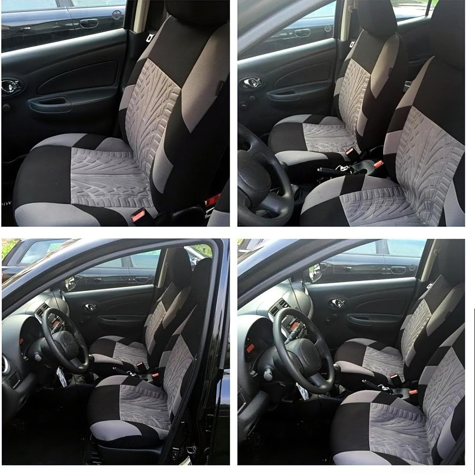 Autositzbezüge Universal Fit Sitzbezüge Auto Komplettset für 5 Sitze, Vierjahreszeiten Sitzbezügesets, Atmungsaktiv, Strapazierfähig, Pflegeleicht, Vollschutz mit 3D Prägung (Grau)