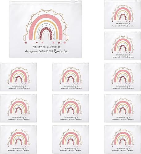 Vista 27 de Wesiti 50 bolsas de cosméticos de arco iris, regalos inspiradores, citas motivacionales, bolsa de maquillaje a granel impermeable con cremallera