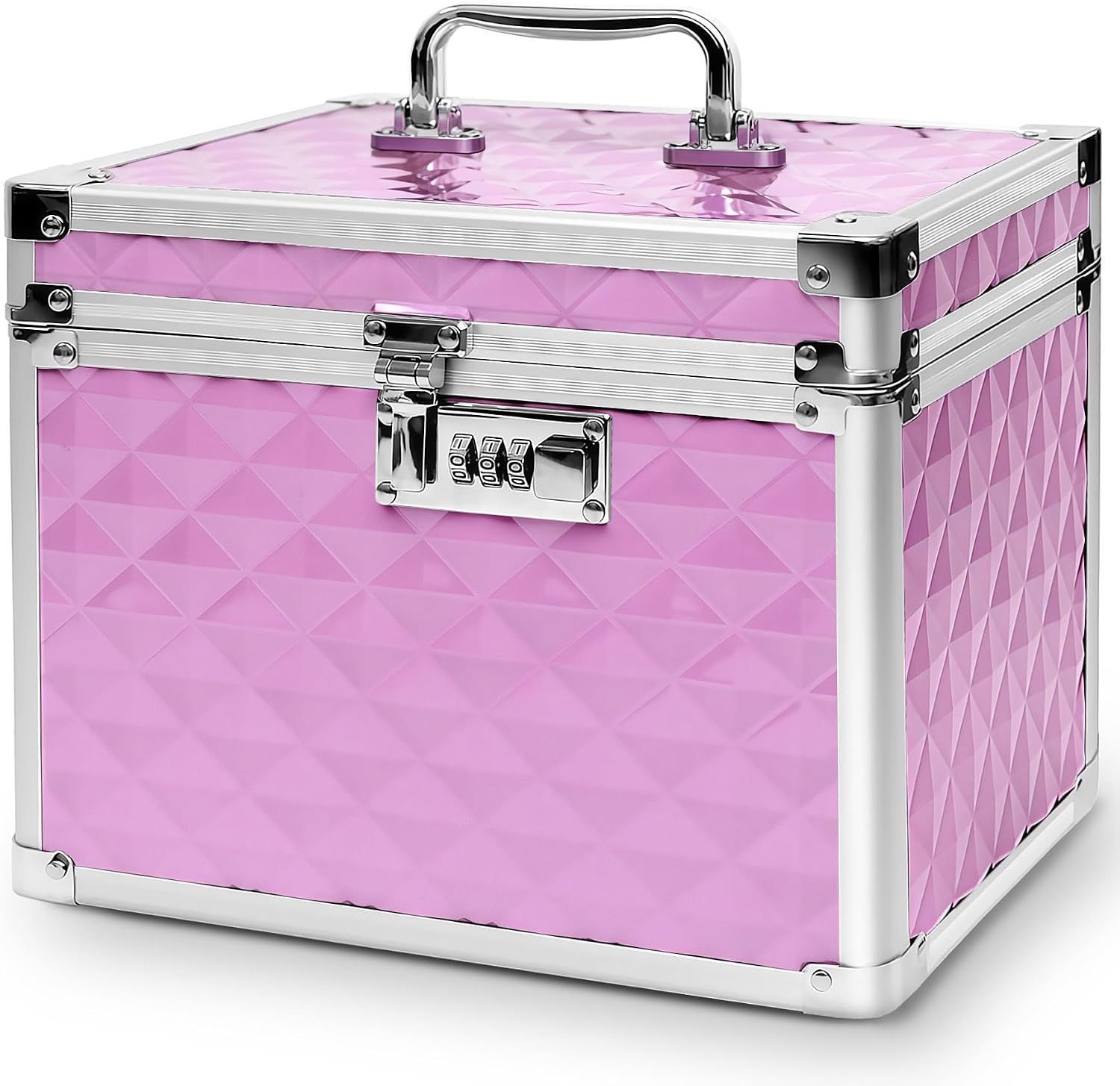 Medication Combination Lock Boxes with Code Plaid Pink