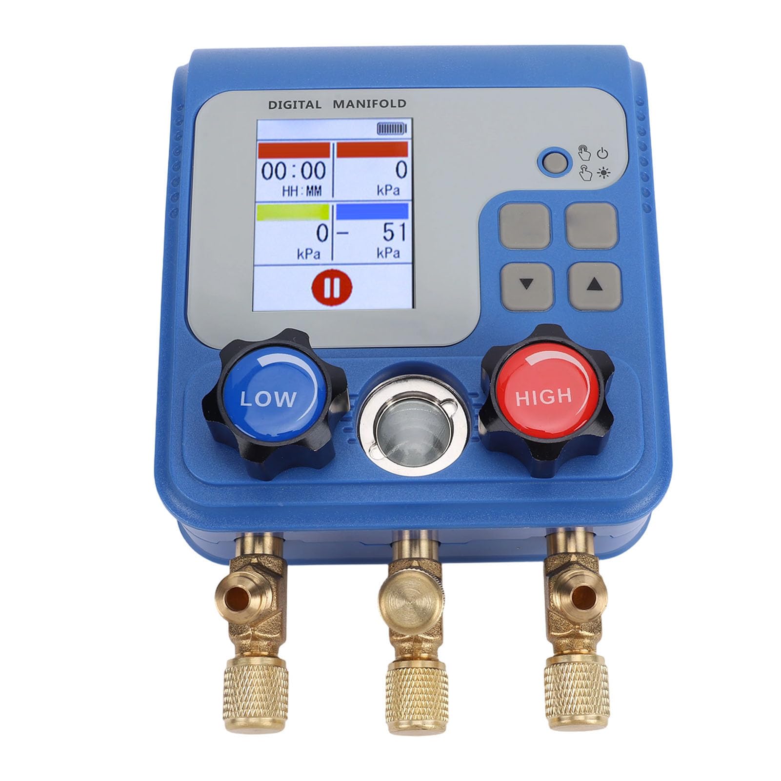 Gonetre Digitales HVAC-Verteilermessgerät, 94 Kältemittelfarben-Druck-Vakuummeter mit Zwei Displays und 3 Anschlüssen für Automatisches AC-System