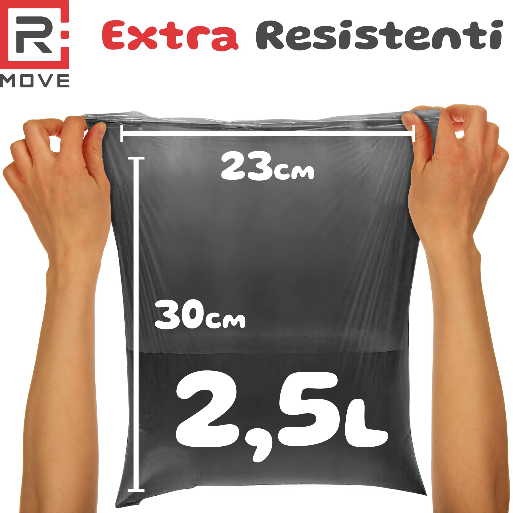 R MOVE Sacchetti Cane Cacca 810 pz (54 Rotoli) - Sacchettini Igienici per Cani, bustine per cani, dog poop bags resistenti antiforatura, 30x23 cm 2,5 Litri compatibili con tutti i porta rotoli