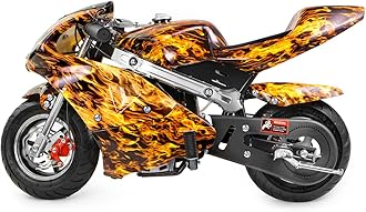 XtremepowerUS Mini Pocket Bike Motorcycle Gasoline Bike 40cc 4-Stroke EPA Engine Seat Padded (Yellow Flame)
