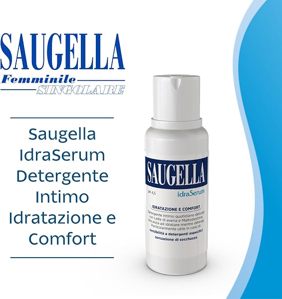 Saugella IdraSerum, Detergente Intimo Delicato, pH 4.5, con Latte d'Avena e Acido Lattico, Lavanda, Lenisce e Idrata, Adatto Secchezza Intima, 200 ml - 2