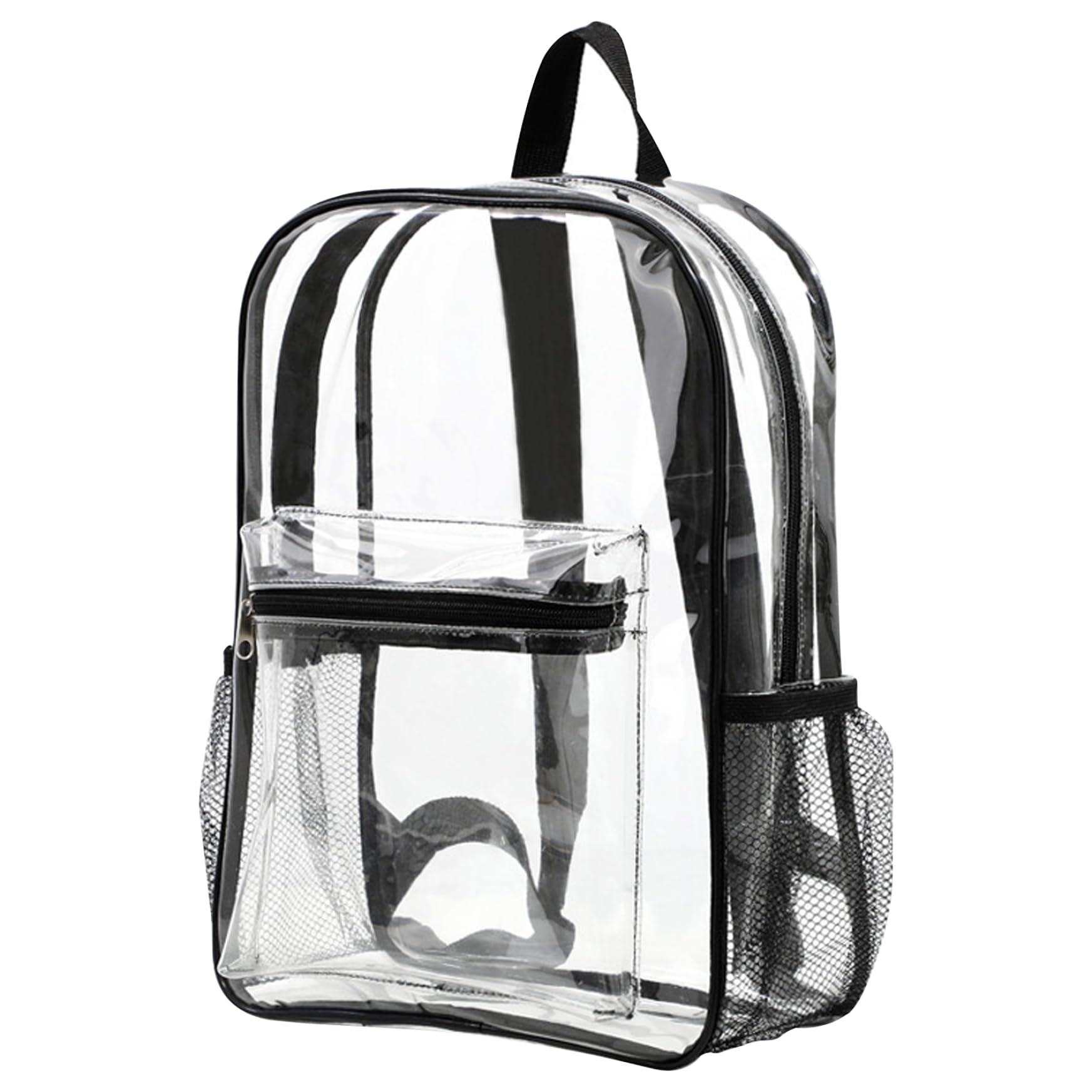 Vedi attraverso lo zaino, chiaro zaino in PVC flessibile PVC Clear Book Bag di grandi capacità, borsa trasparente con cinturini rinforzati zaino trasparente per viaggi di lavoro universitario, nero