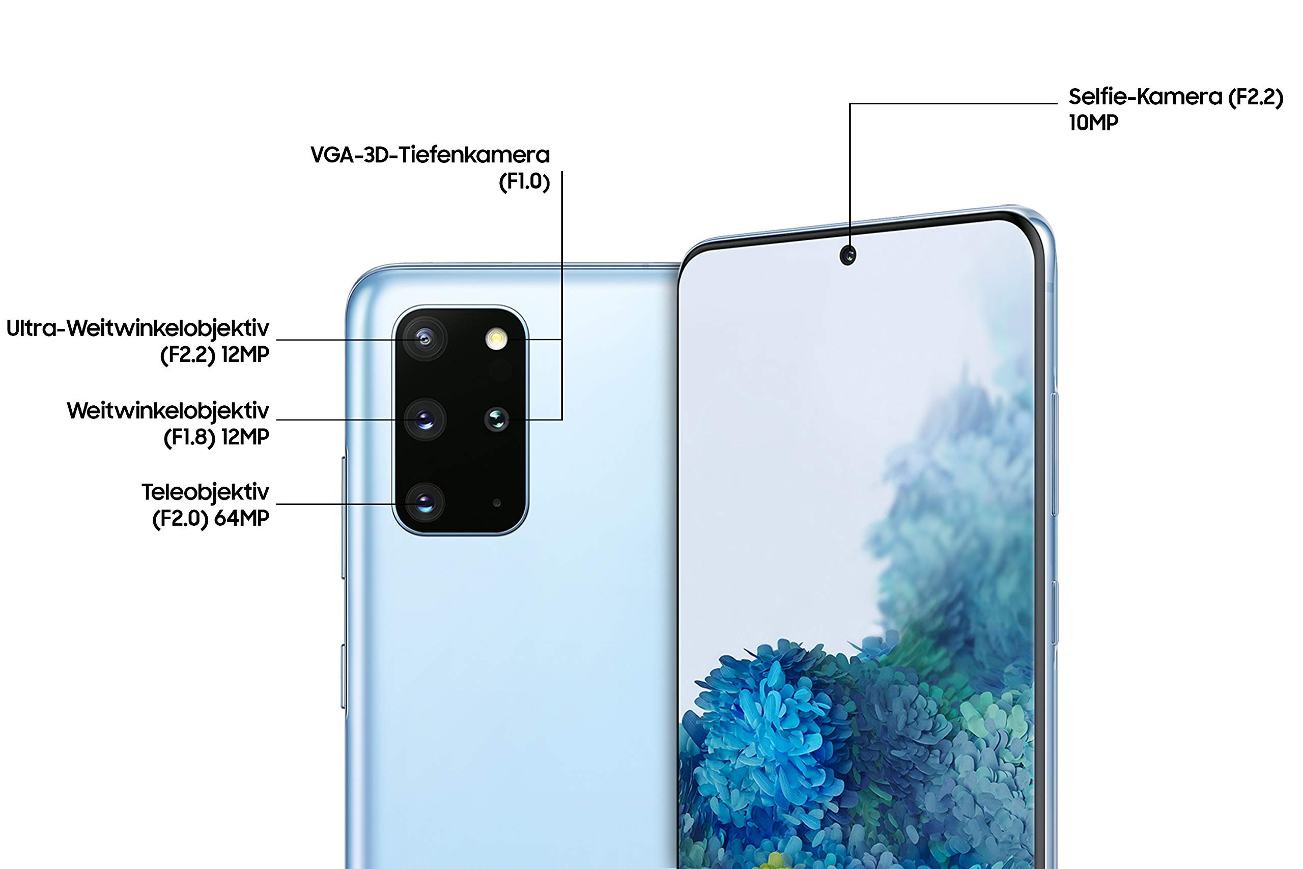 Samsung Galaxy S20+ Smartphone Bundle (16,95 cm) 128 GB interner Speicher, 8 GB RAM, Hybrid SIM, Android inkl. 36 Monate Herstellergarantie [Exklusiv bei Amazon] Deutsche Version, cloud blue