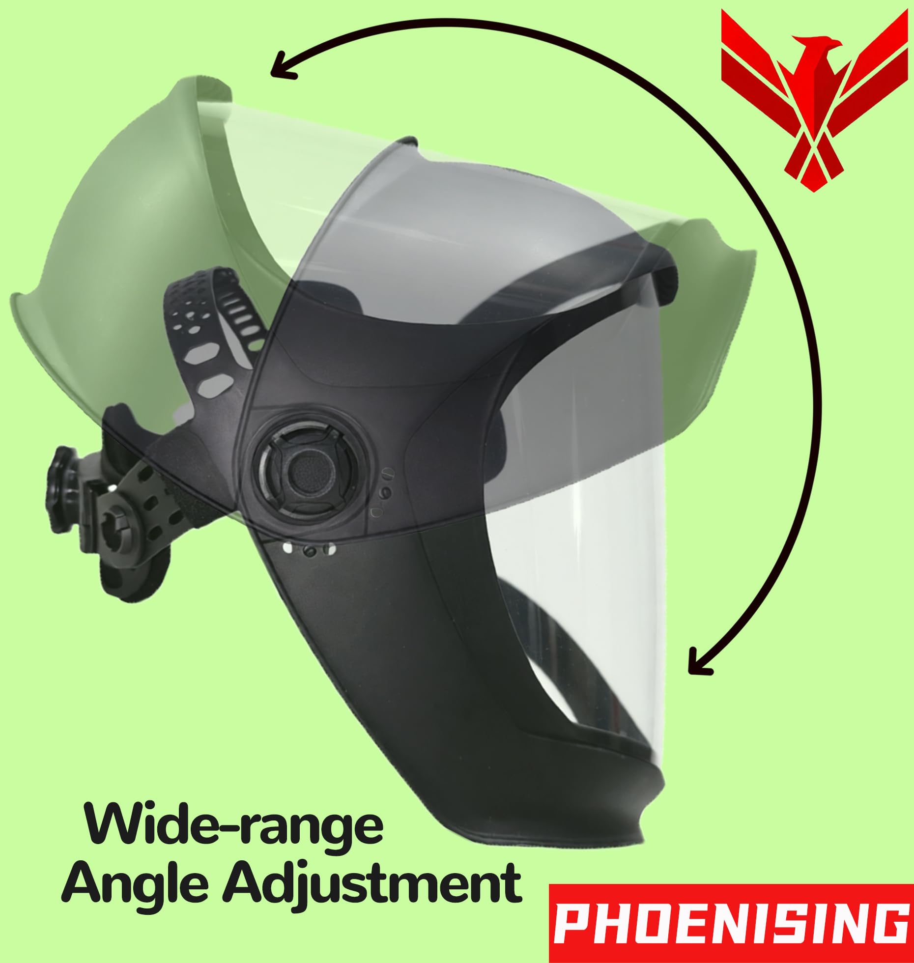 PHOENISING Protector facial de seguridad para moler y cortar, visera antivaho, protección de alto impacto, lente de repuesto