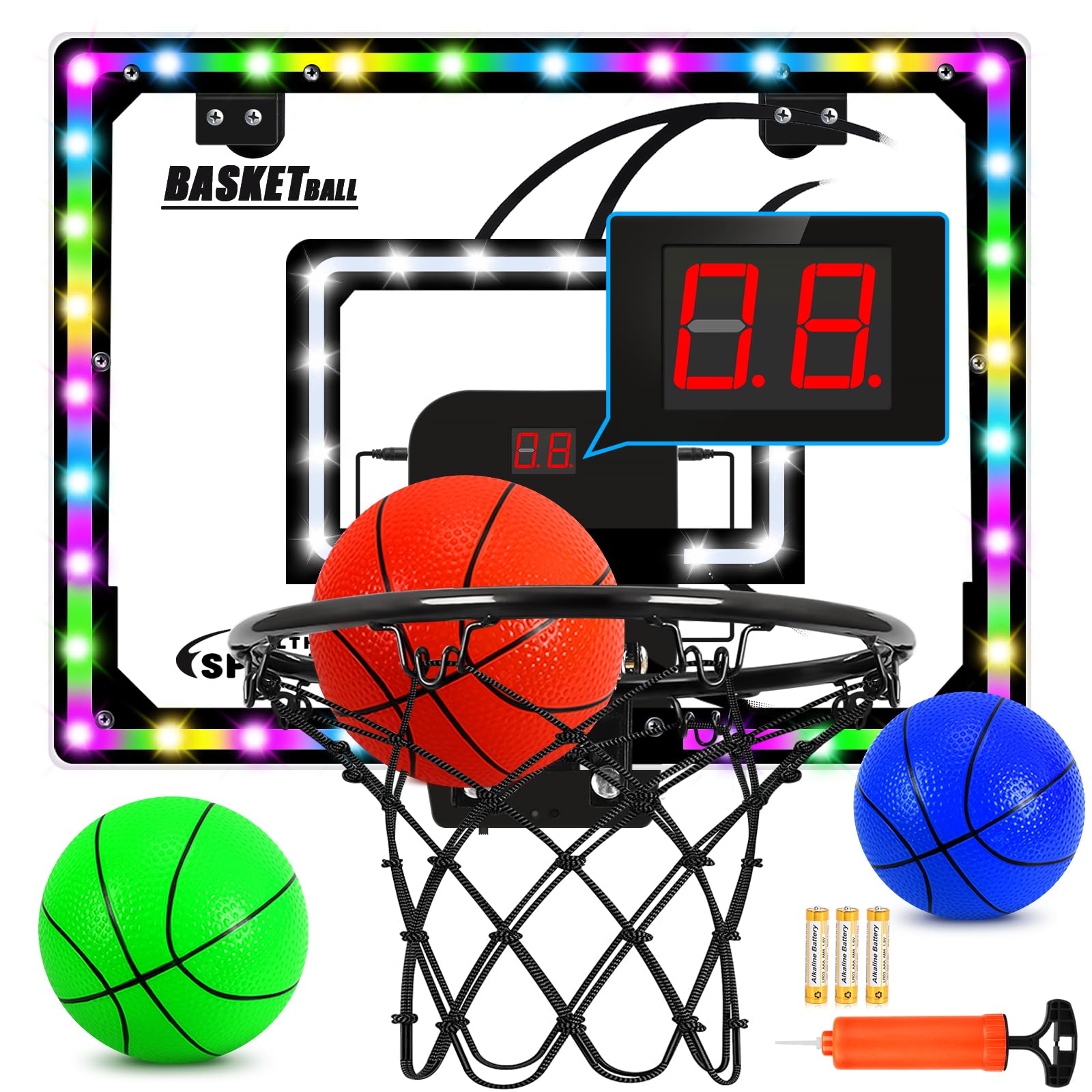 Indoor Basketball Hoop for Kids, Over The Door Mini Basketball Hoops Score
