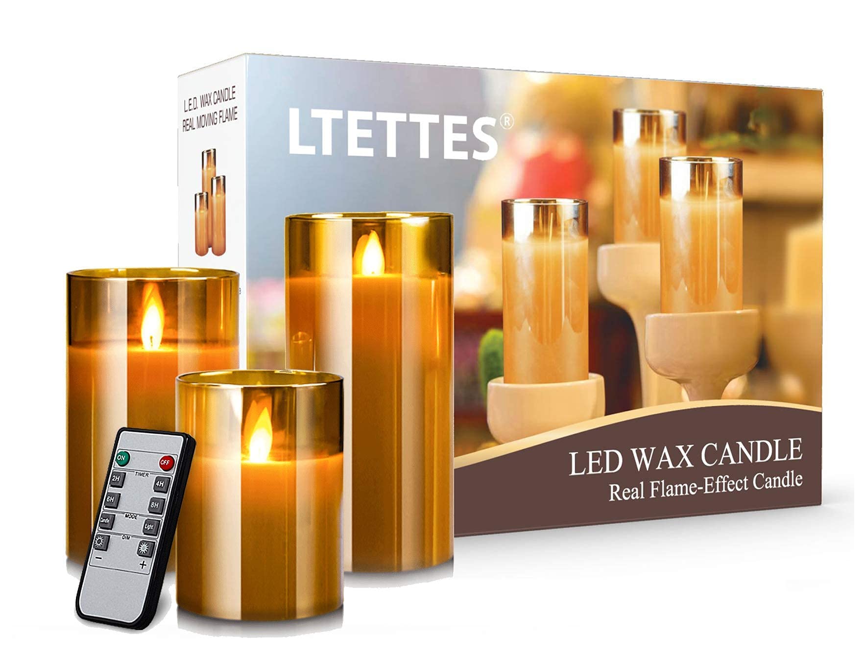 Buy LTETTES Flameless LED Glass Cup Candles Paraffin Wax AA Battery Powered Faux Wick Remote
