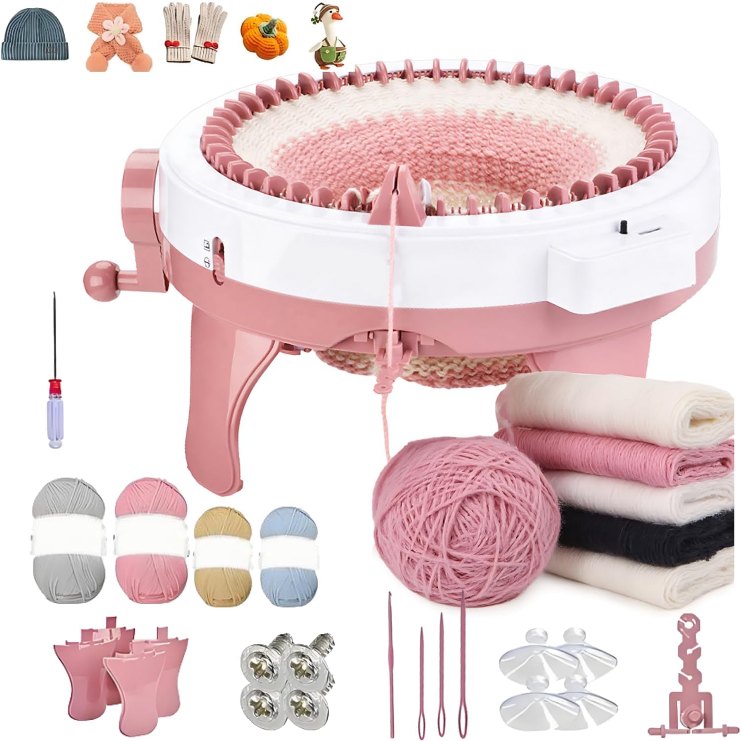 Buithafu Strickmaschine,48-Nadel-Strickmaschine mit Zählwerk, Strickmaschinen Knitting Board Rotating Double Knit Loom Machine Kit für Erwachsene DIY stricken Schal Hut Socke Taschen Puppen