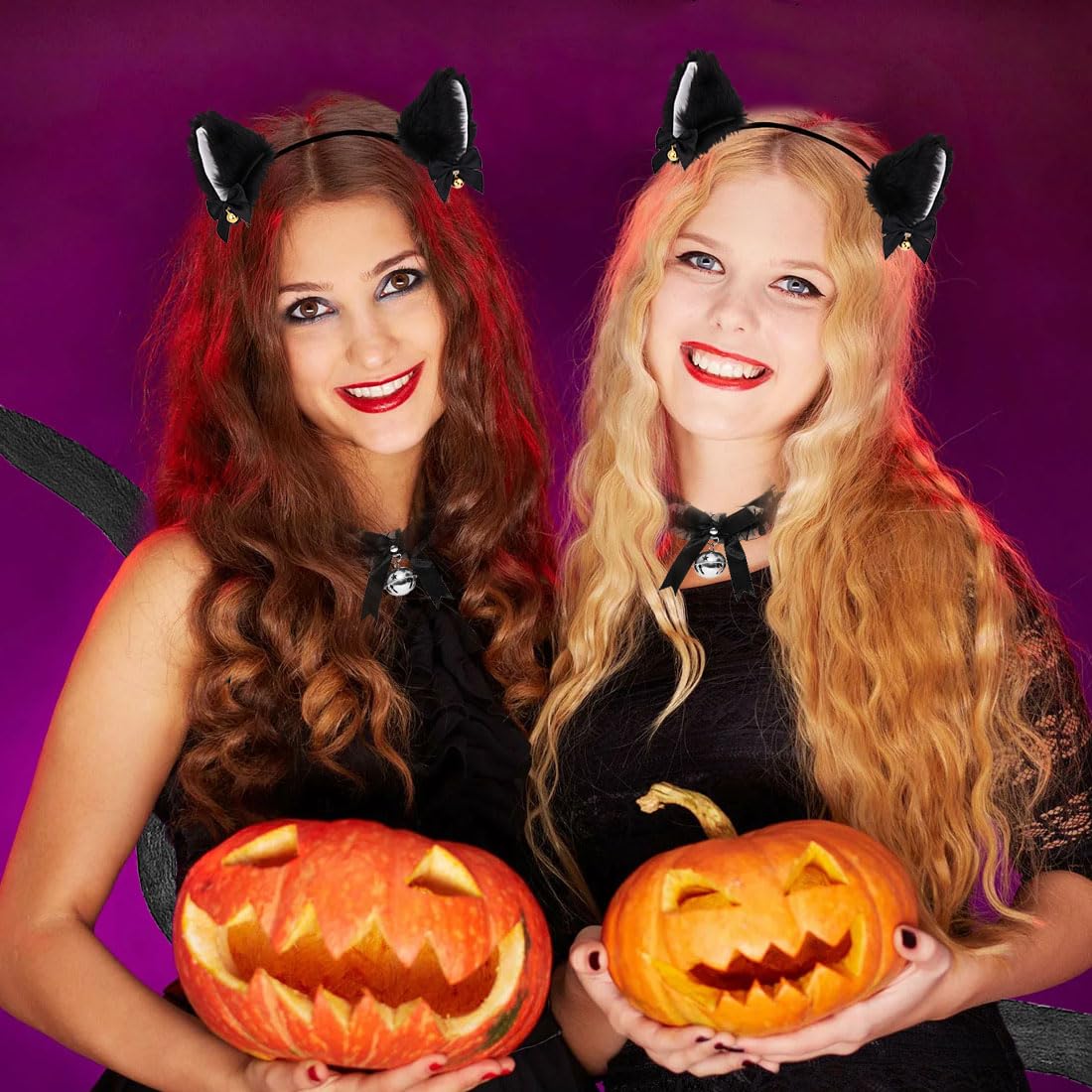 Katzenkostüm Set 4-teilig - Mit Ohren, Schwanz, Halskette Und Armband Für Halloween