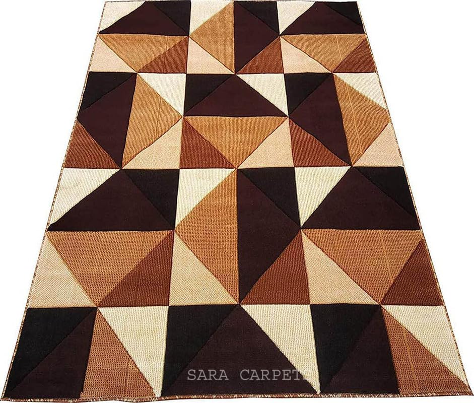Image of Soft Thick Geometric Acrylic Washable Anti Skid Carpet. for Living Room Bedroom. Hall Size 5 x 7 feet (150X210 Cm) Multi D25