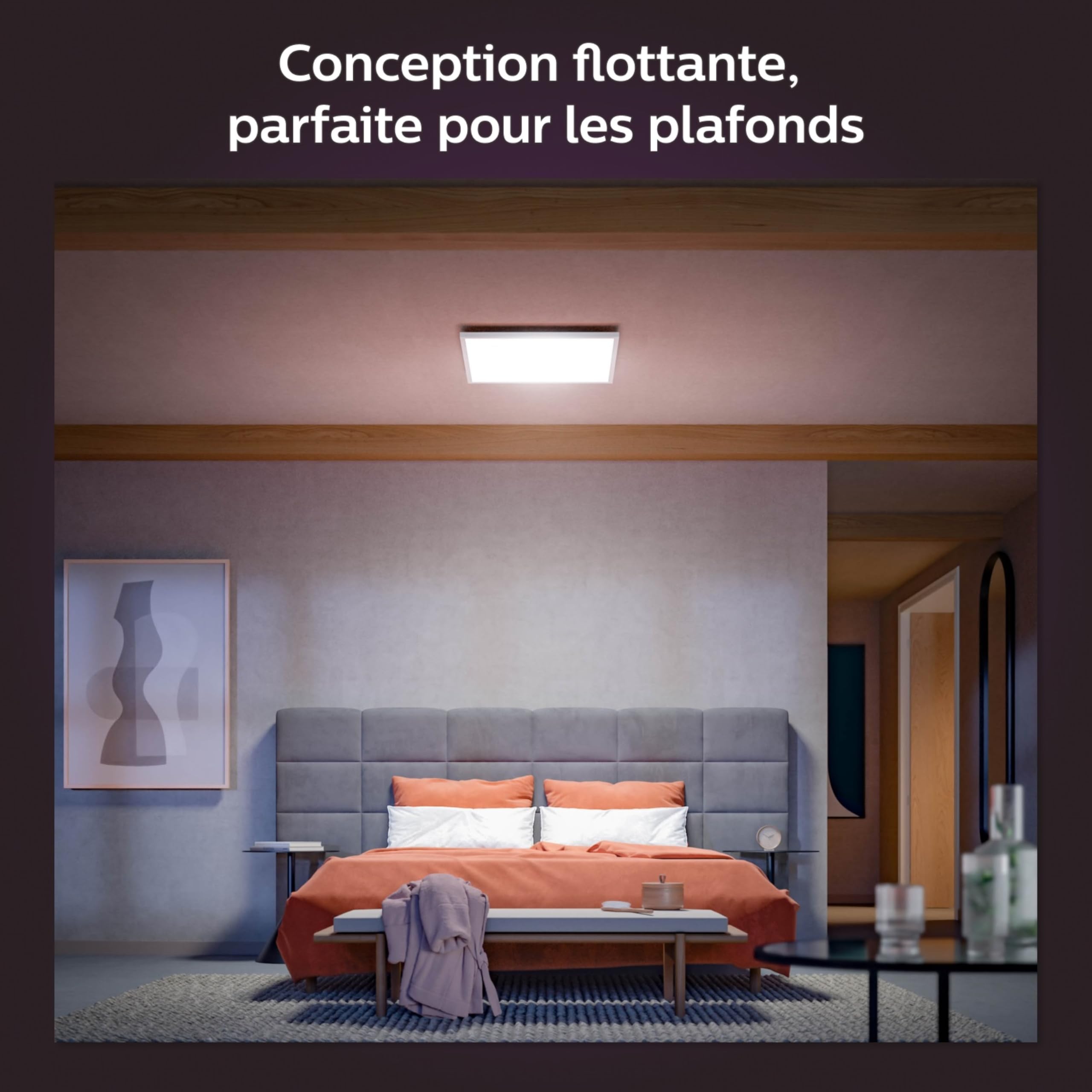 Philips Hue White and Color Ambiance, Panneau LED connecté carré SURIMU, compatible Bluetooth, Blanc, fonctionne avec Alexa, Google Assistant et Apple Homekit