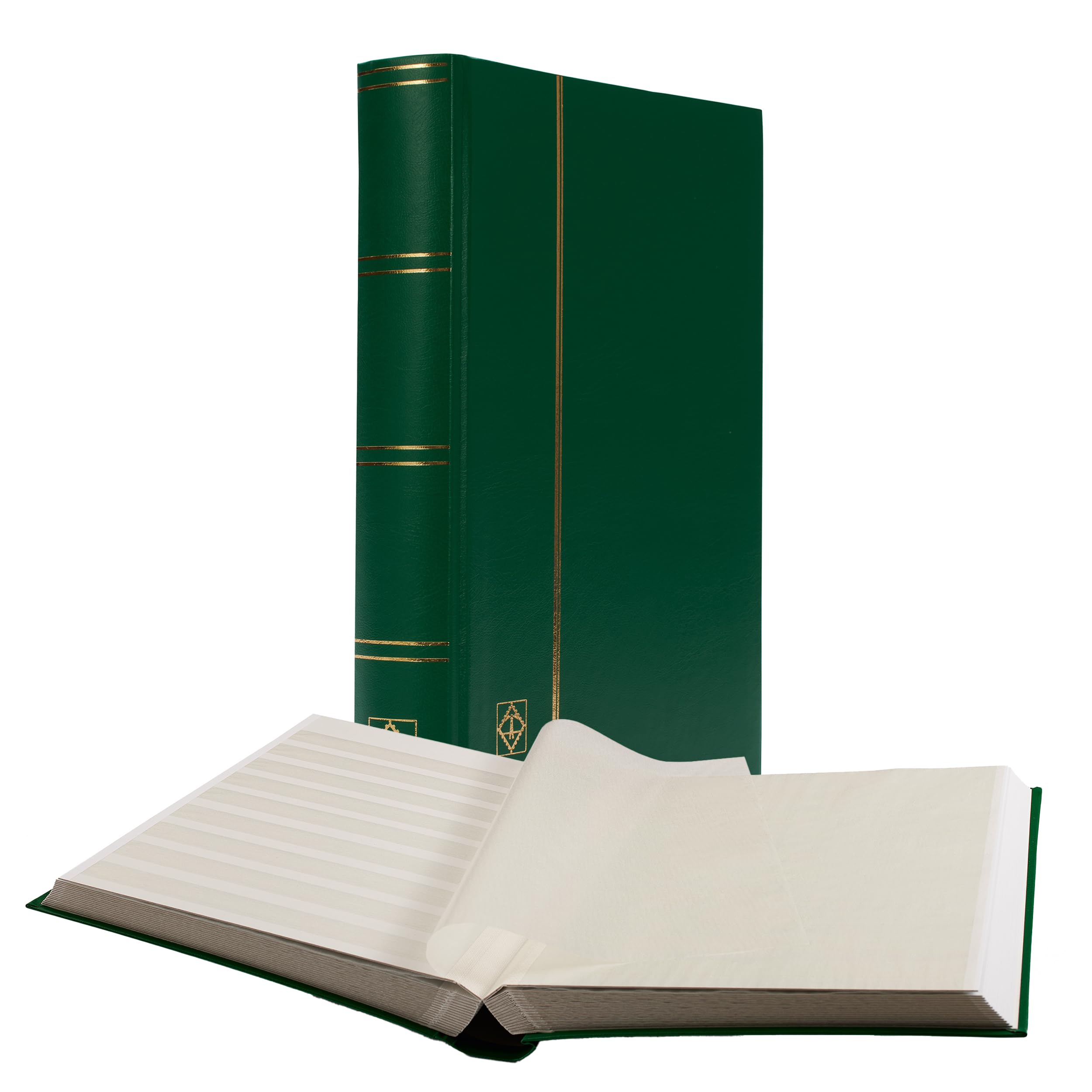 Leuchtturm 317477 Stamp Collecting Album - Insert Book Basic - 64 white DIN A4 pages - unpadded, green cover