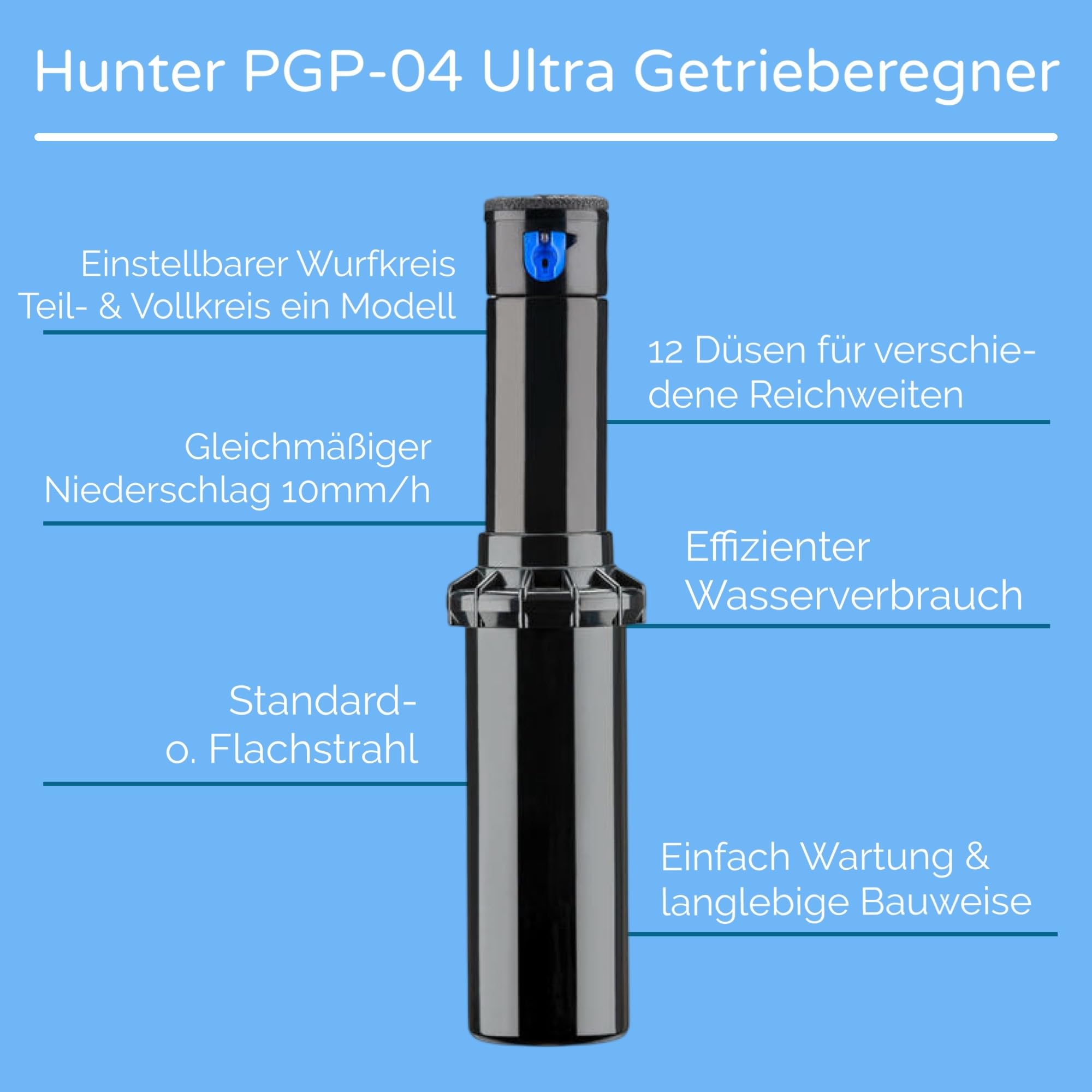 Hunter PGP-04 Getrieberegner Profi-Installations-Set für Bewässerung (L - 6 Regner)