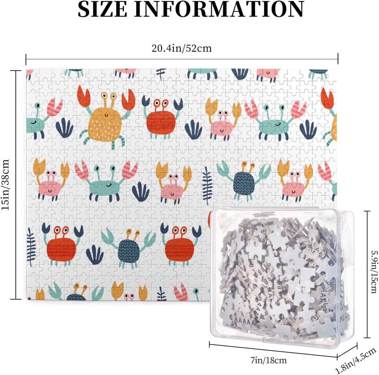 カニ2 漫画かわいいカニ 赤いカニ 貝殻と珊瑚のかわいいカニさん タコ 魚 カニ 貝類 貝殻 かわいい漫画の海の生き物 500ピース ジグソーパズル ピクチュアパズル 絵のパズル 木製の風景パズル 人物 動物 大人の子供のおもちゃ家の装飾風景パズル クリスマスや誕生日