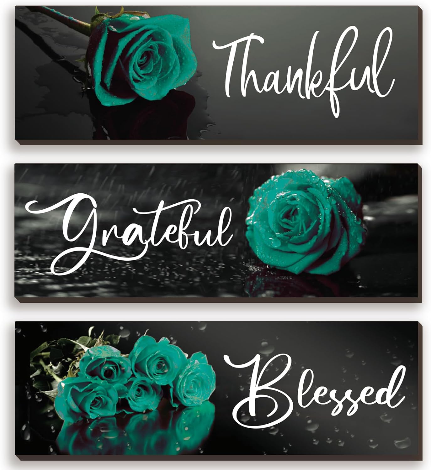 ZHIYAZHE 3 Pcs Teal Wall Decor Turquoise Bathroom Wall Art