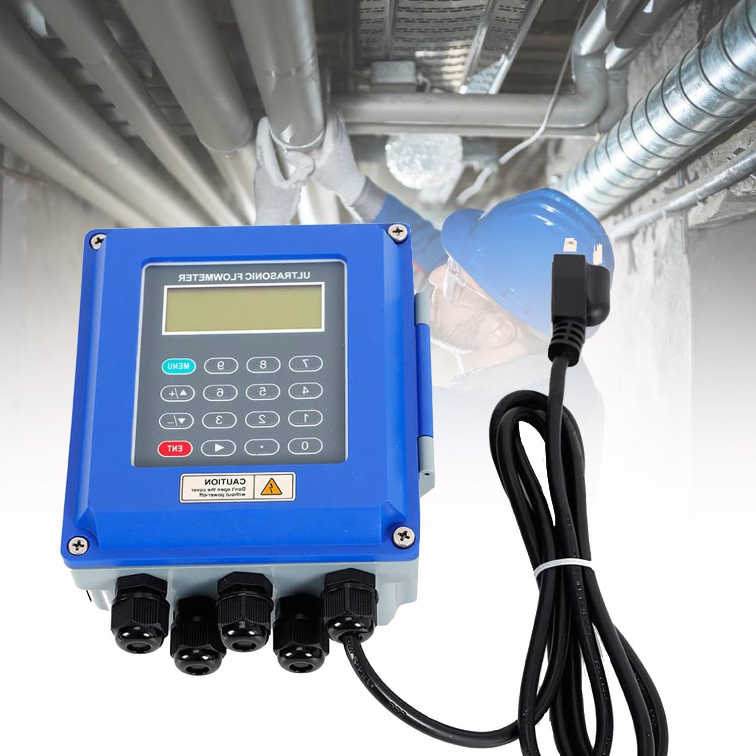 Sensor de caudalímetro ultrasónico para control y monitoreo de flujo de agua líquida, con sensor de clip para tuberías DN15-6000 mm, pantalla LCD, contador de flujo