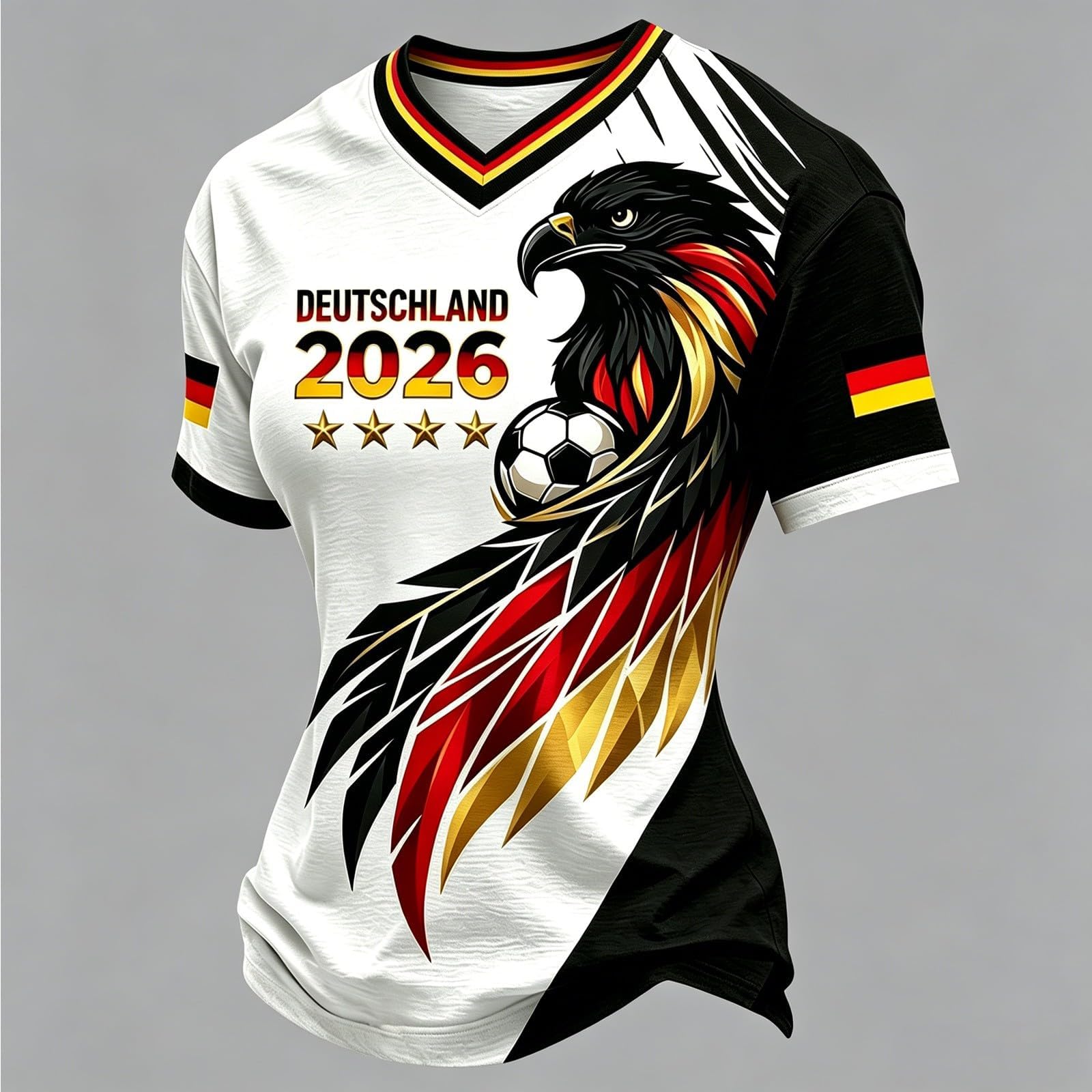 Deutschland Trikot 2026 V Ausschnitt Damen Wm T-Shirt Deutschland Flagge Lässige Fußballfans Fußballtrikot Mit Adler Trainingsshirt Sportshirt Tshirt Fanartikel Germany Football Shirts