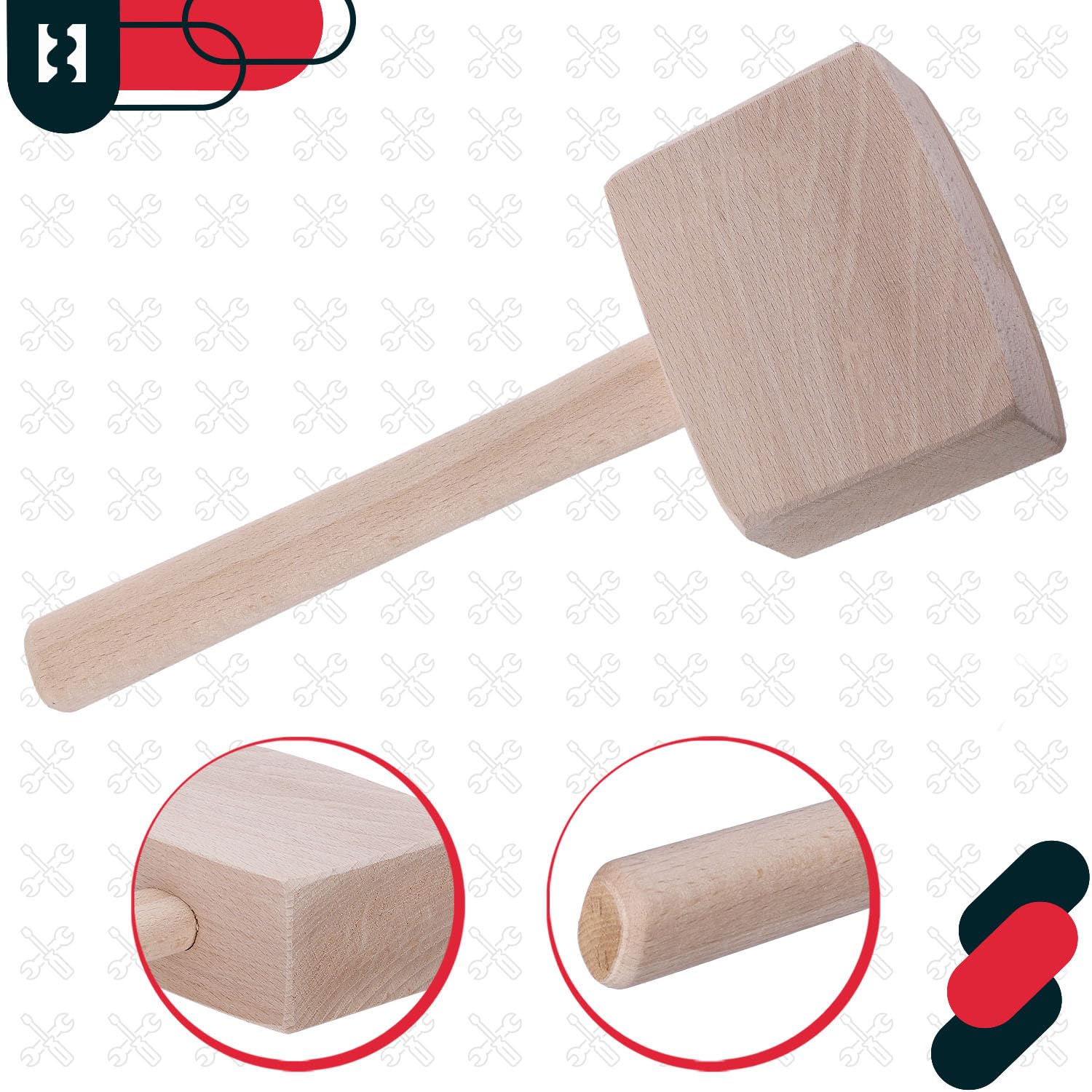 Kotarbau® - Marteau de menuisier - En bois de hêtre - Rectangulaire