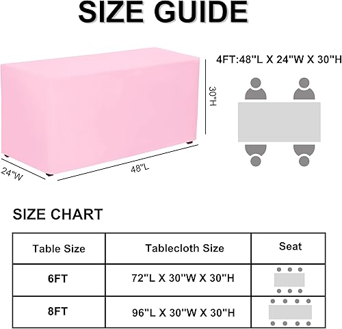 Miniatura 28 de PLOYMONO Paquete de 4 manteles ajustables color negro, fundas de mesa hasta el suelo para mesas rectangulares de 6 pies (72 x 30 pulgadas), mantel