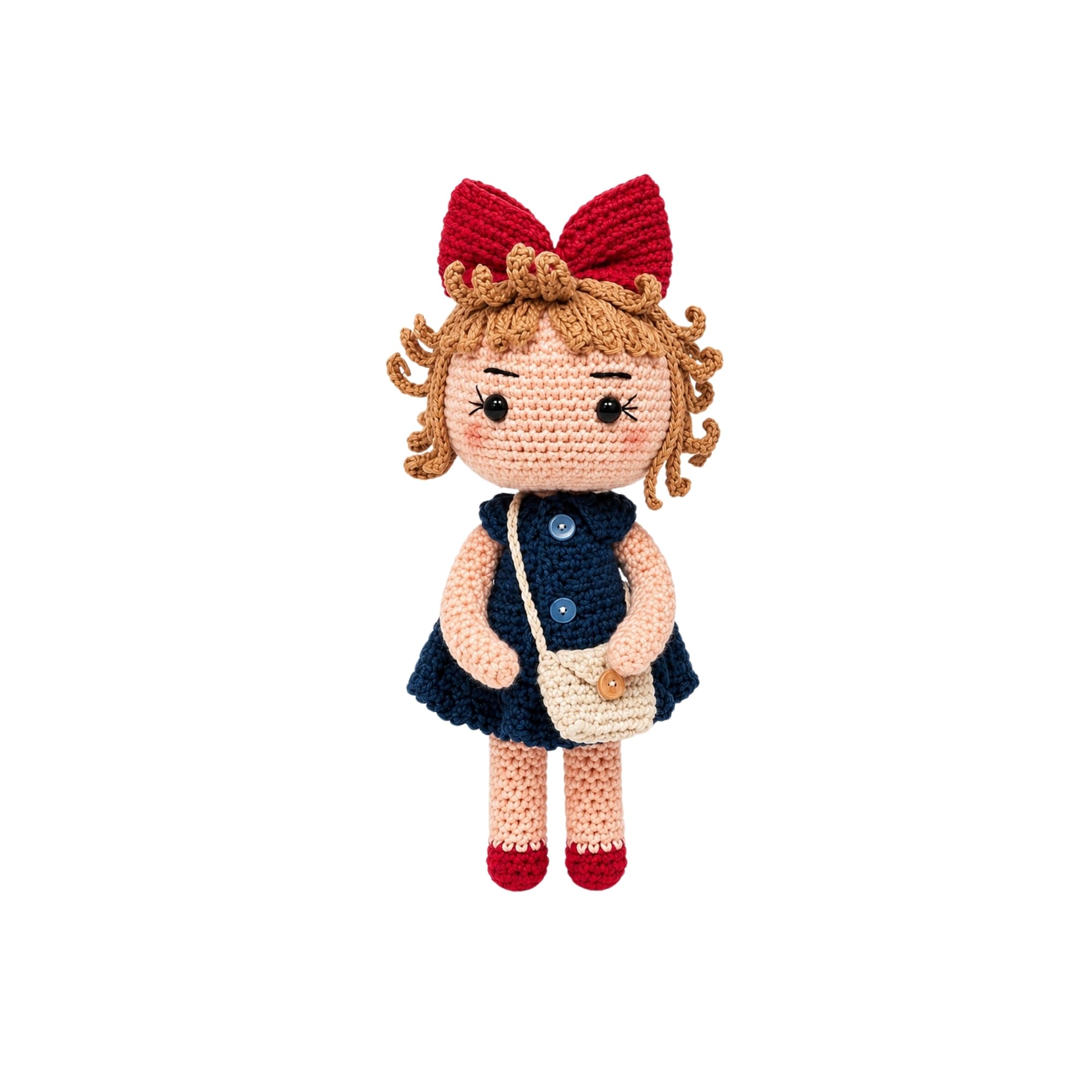 YarNest Poppy Crochet Doll for Kids, Peach and Navy Blue, 100% Cotton Yarn-image-17