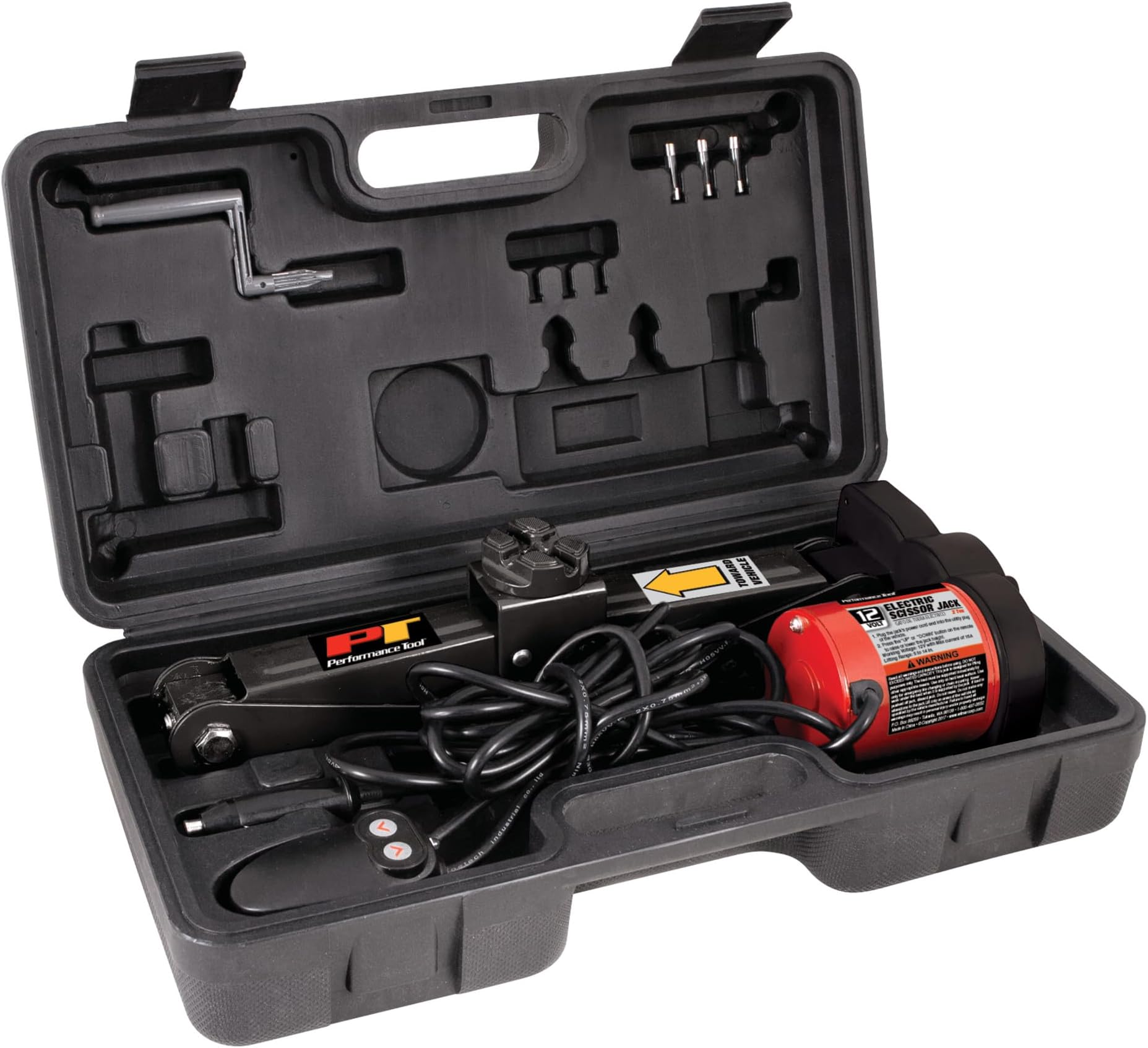 Performance Tool W1609 2-Ton, 4,000 lbs. 12 Volt Remote Controlled Electric Scissor Jack: Efficient and Convenient Automotive Lifting Solution